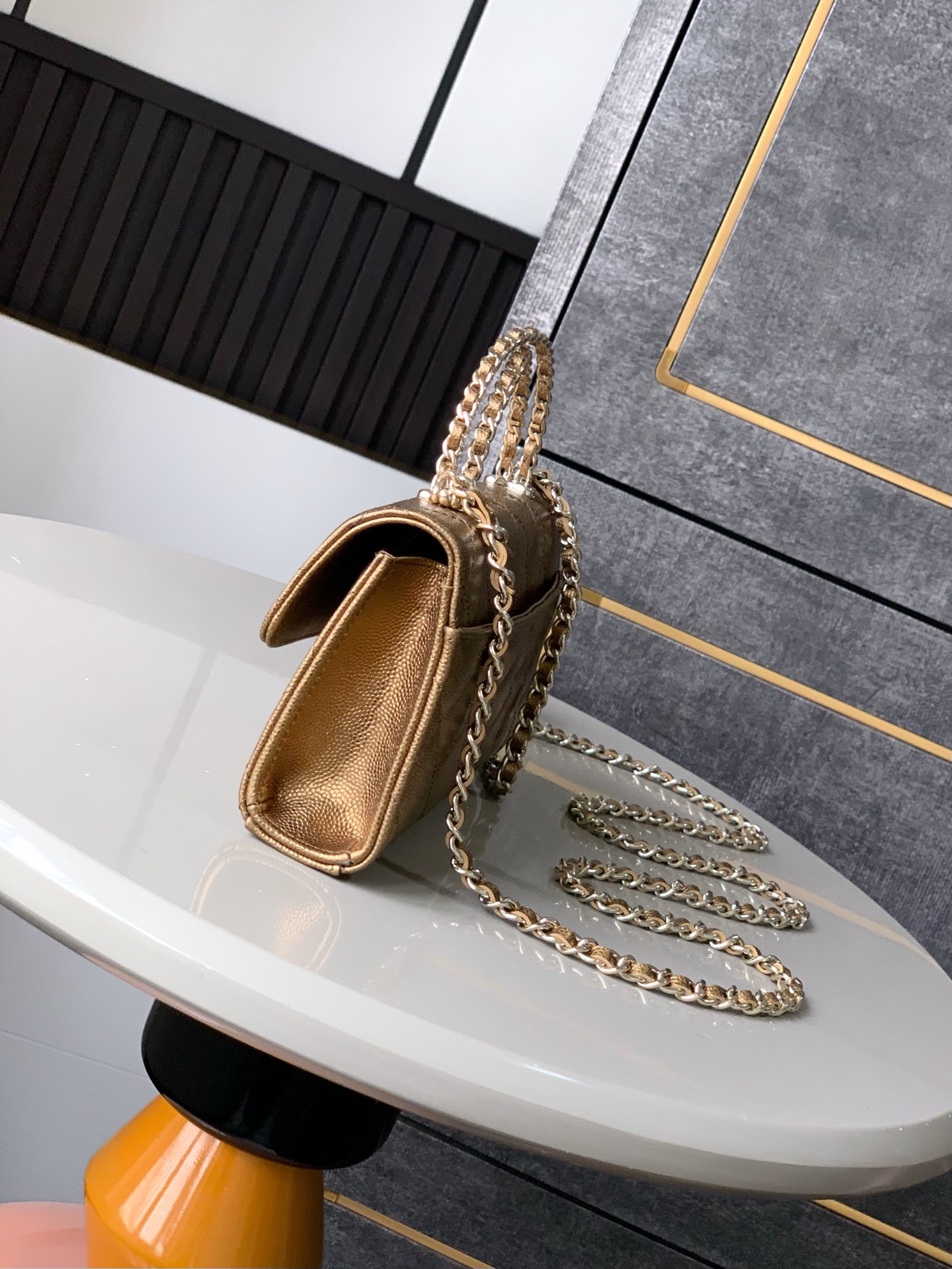 Chanel Cross Handle Kelly Style - Bronze Gold Caviar Leather