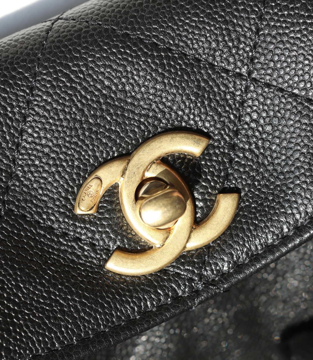 Chanel Double Pocket Hobo Bag Black Caviar Brushed Gold Hardware 02