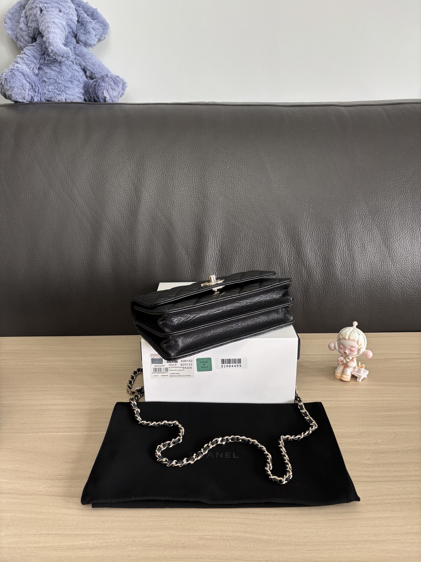 Chanel Flap bag with top handle, Lambskin, strass & gold-tone