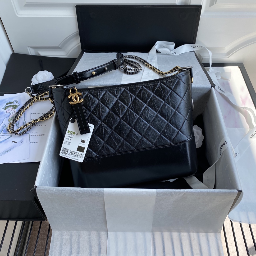CHANEL Gabrielle Hobo Bag Medium Black AS1521