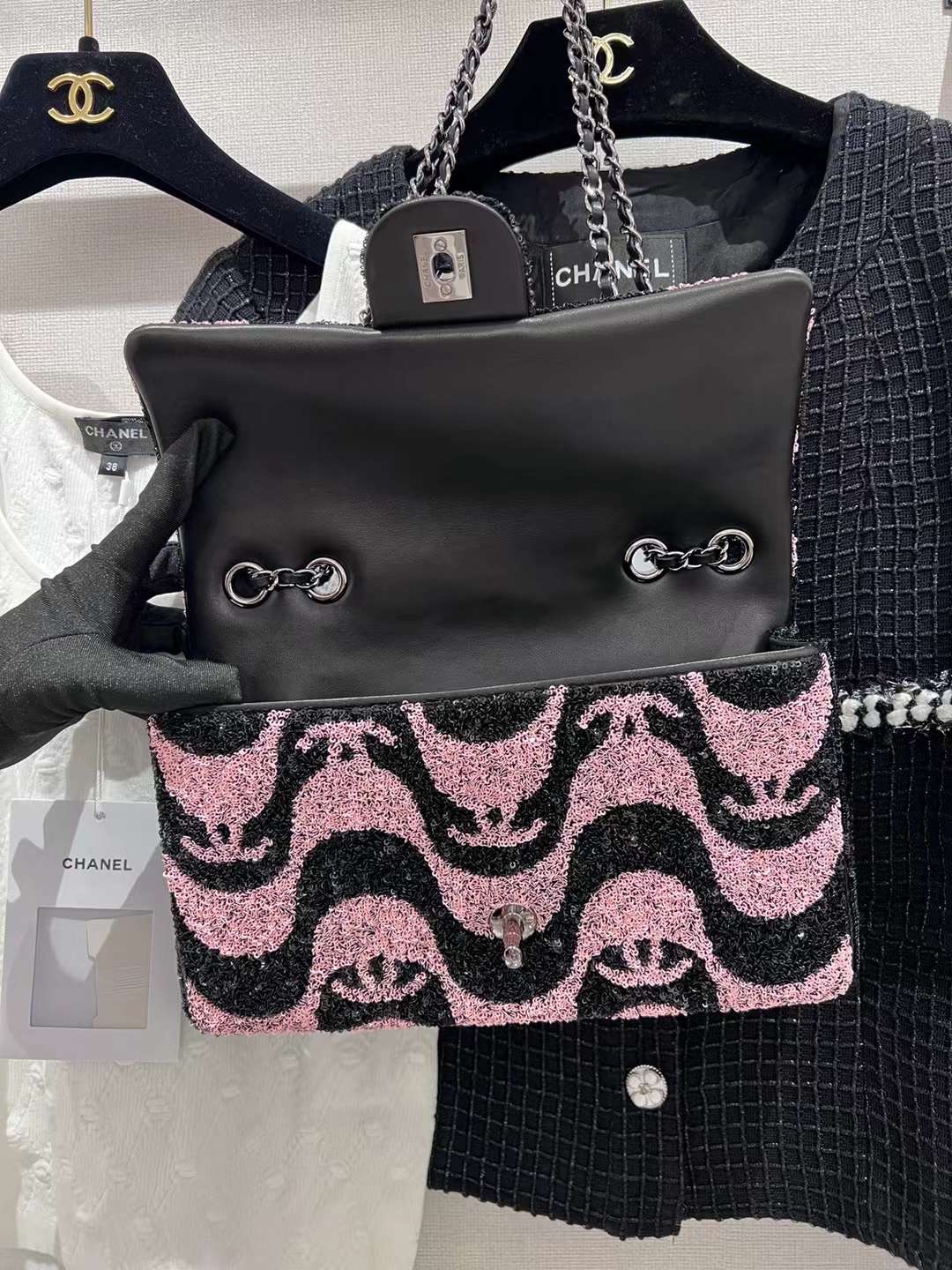 Chanel Graffiti Sequins Single Flap Bag w/ Tags - Pink