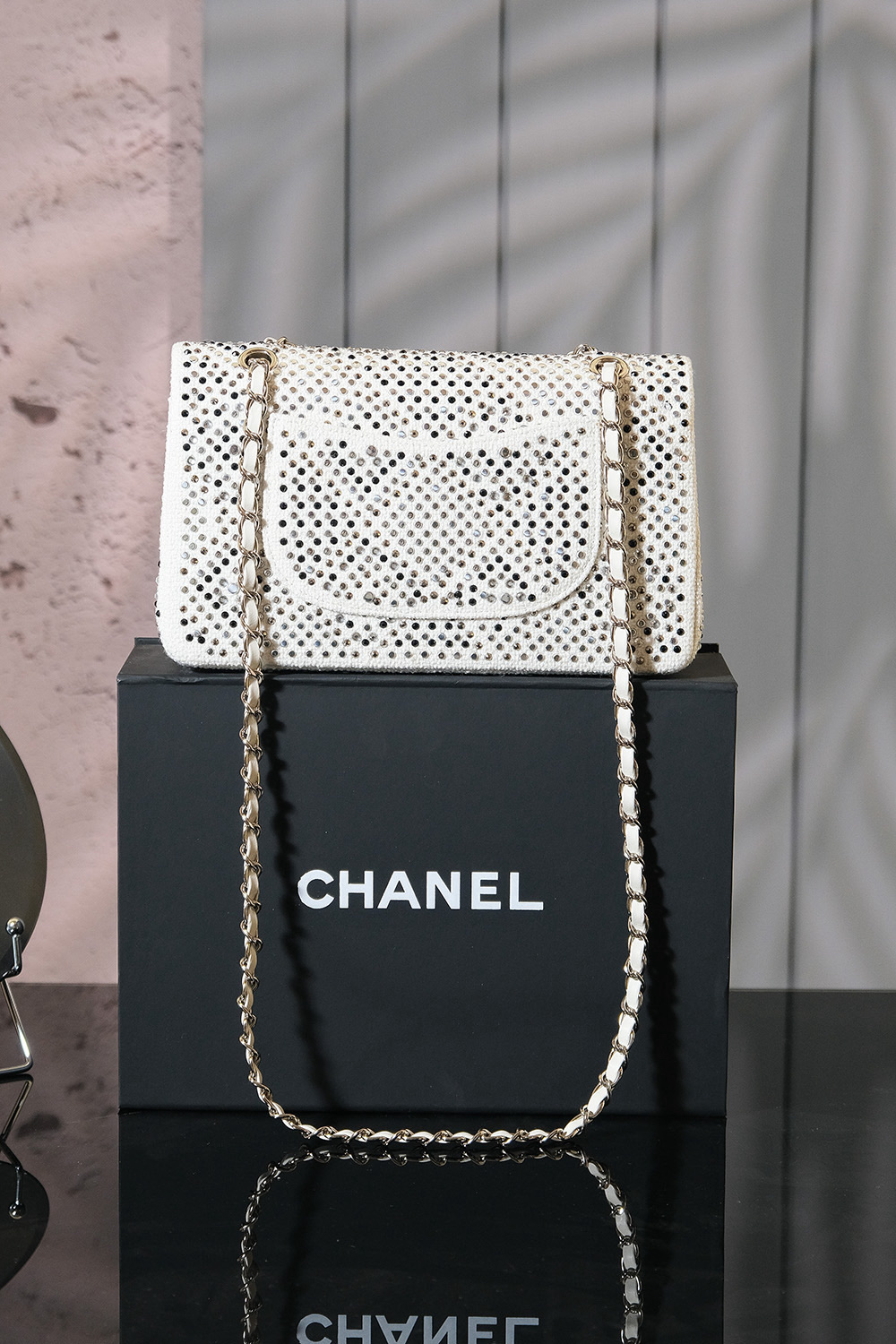 Chanel Imitation Sequins & Silver-Tone Metal Embellished