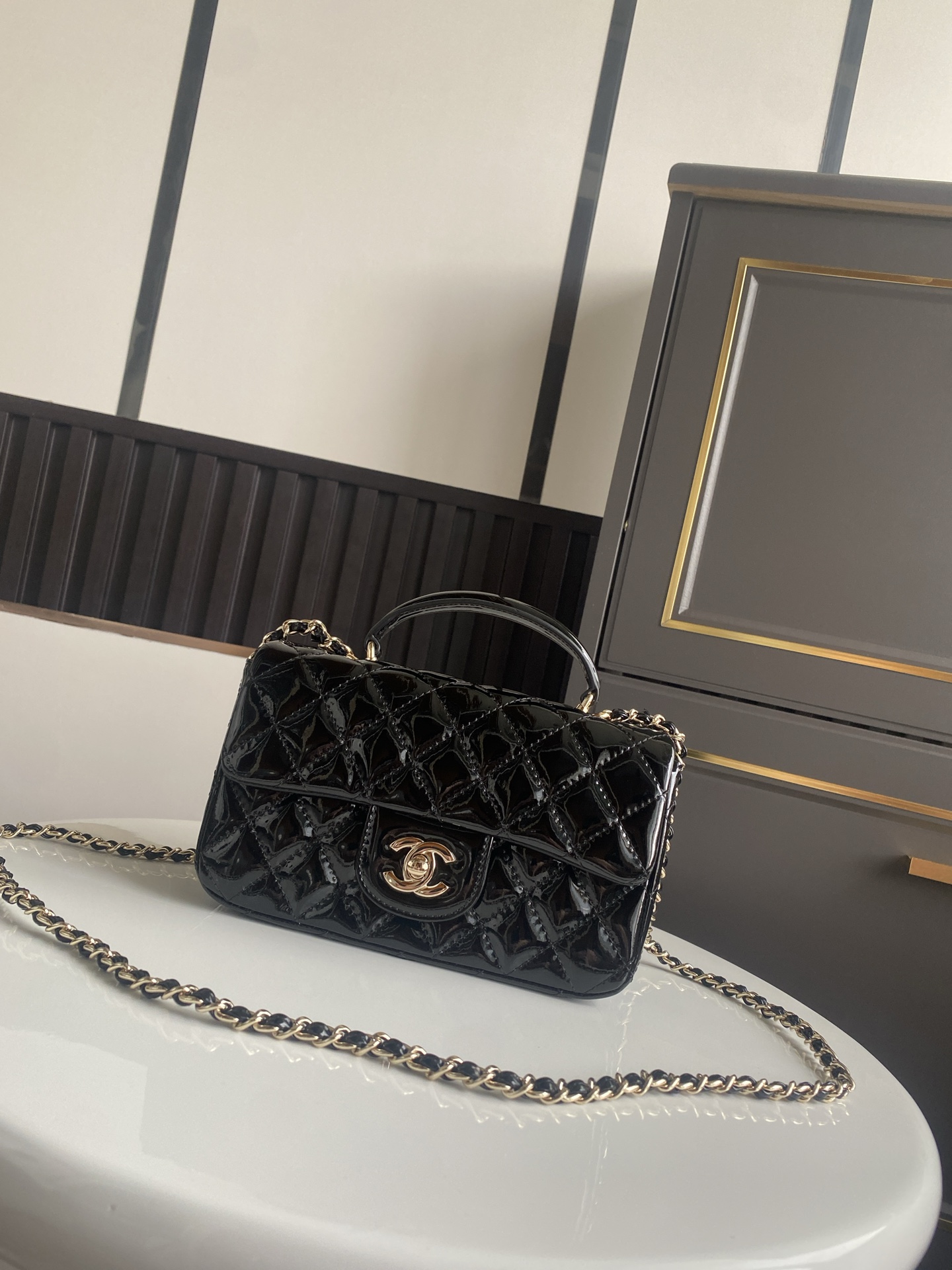 Chanel Jumbo Matelasse Patent Leather 2 Way Shoulder Bag