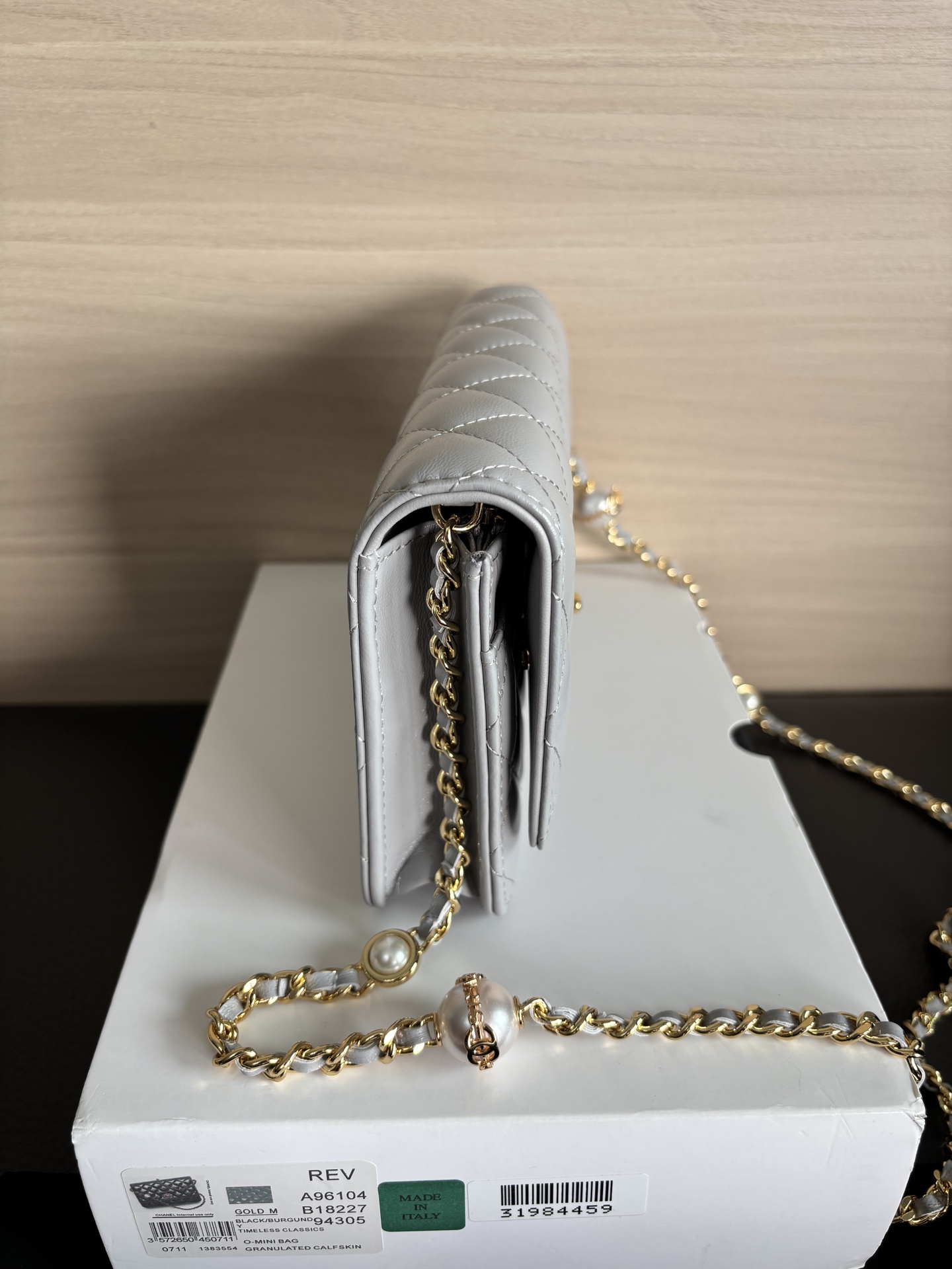 CHANEL Lambskin Quilted CC Pearl Crush Wallet on Chain