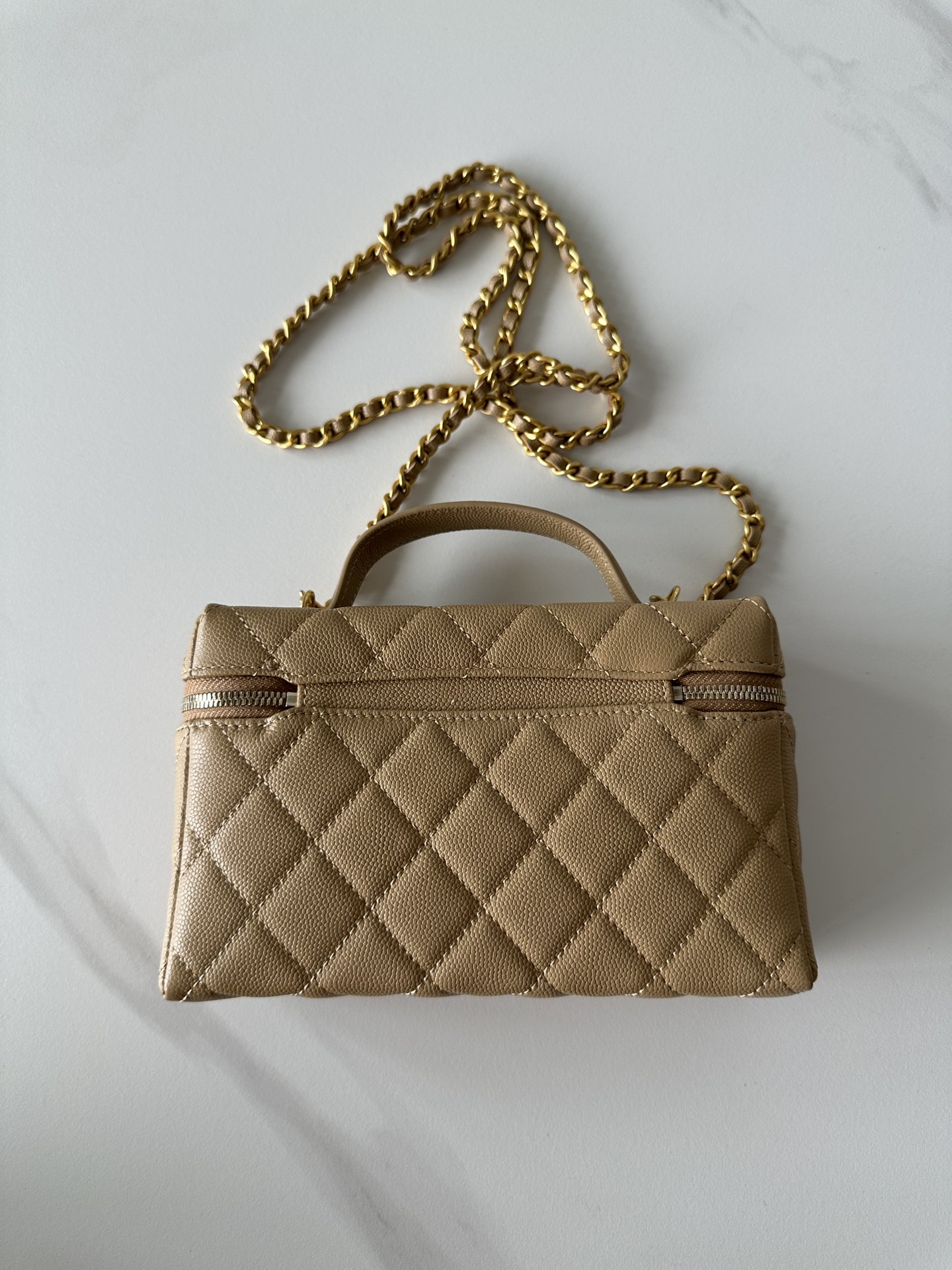 CHANEL Lambskin Quilted Metal Small Top Handle Vanity