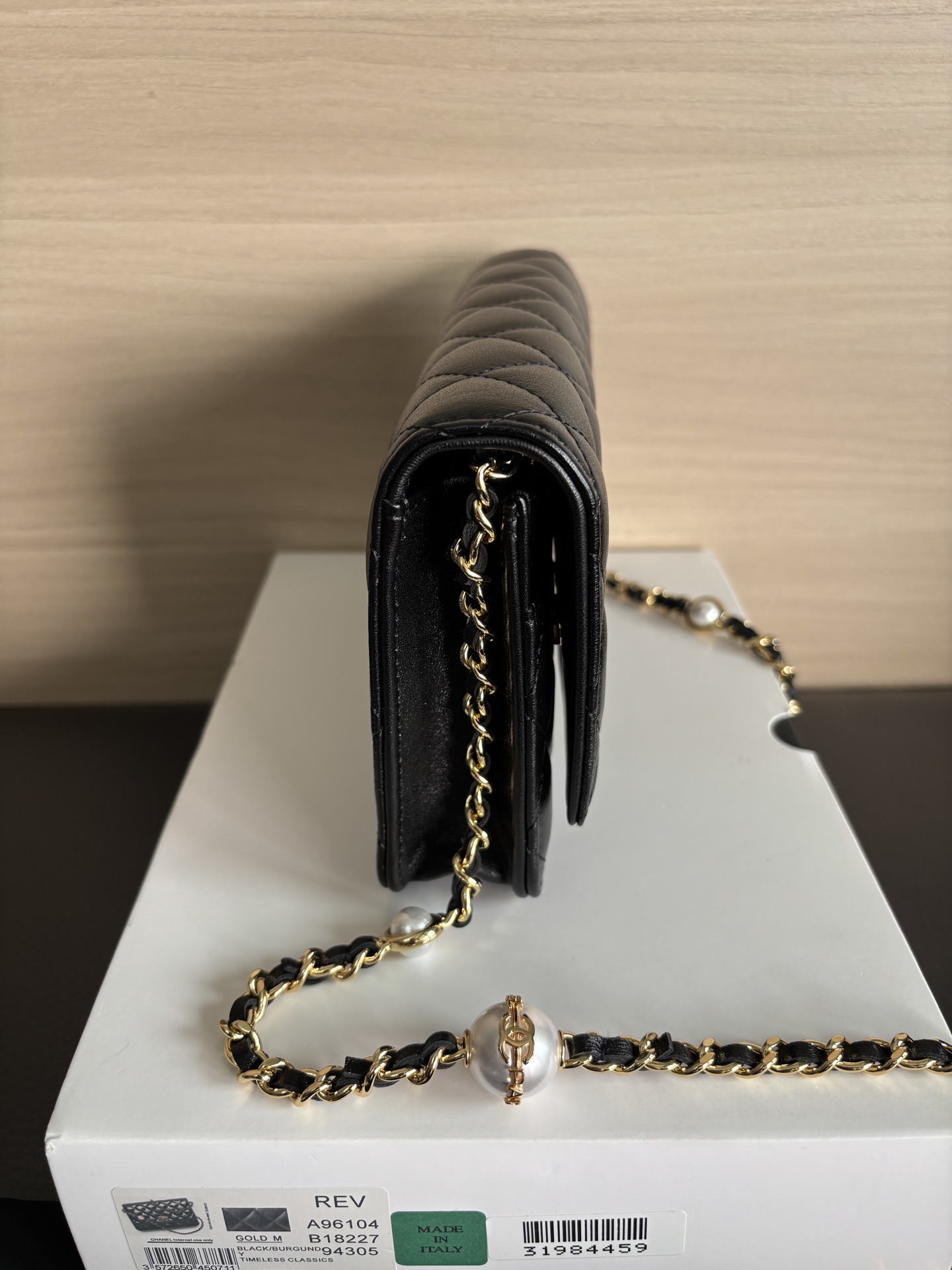 CHANEL Lambskin Quilted Pearl Crush Wallet On Chain WOC