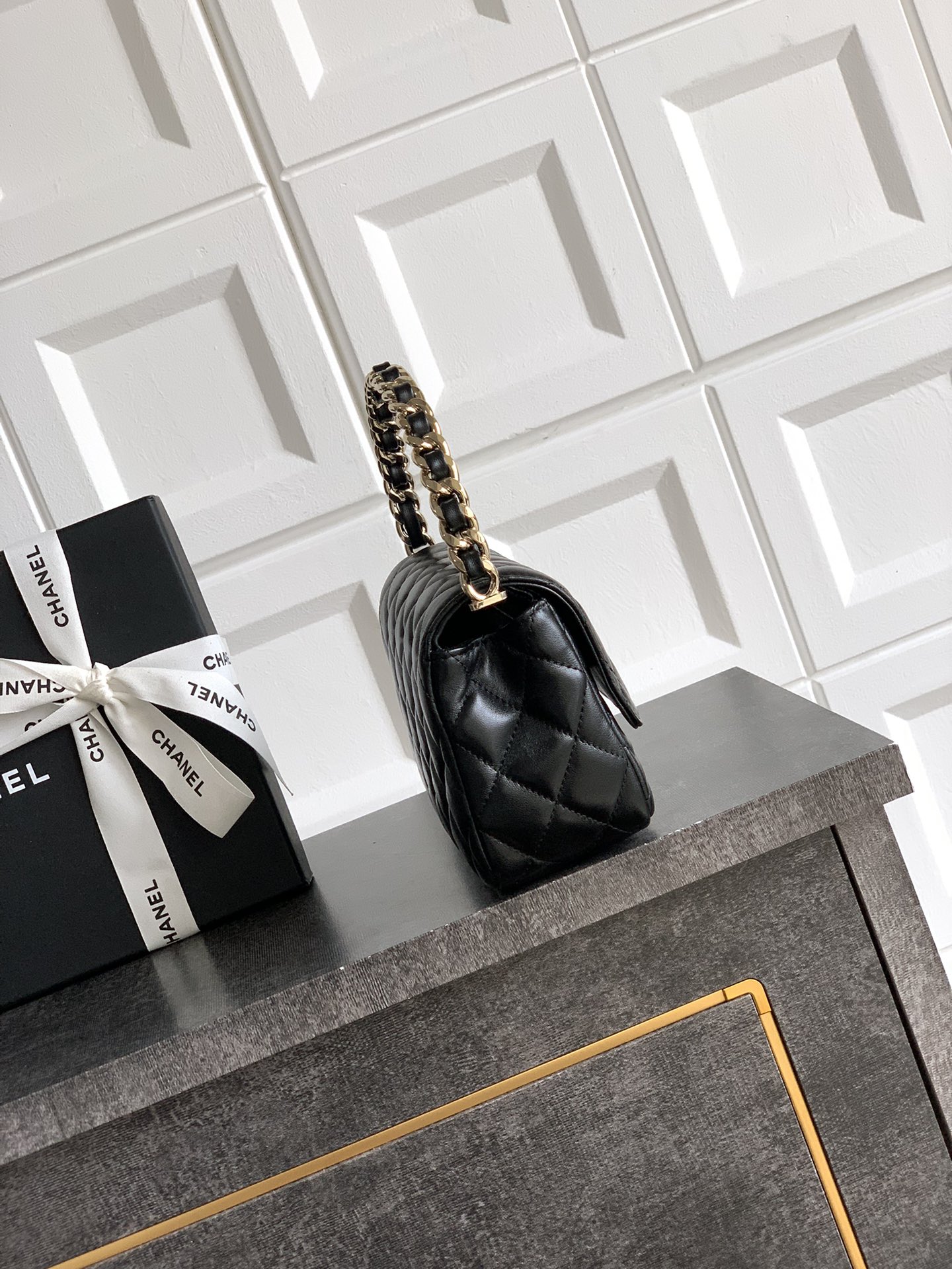 CHANEL Lambskin Quilted Side Packs Black 1633676