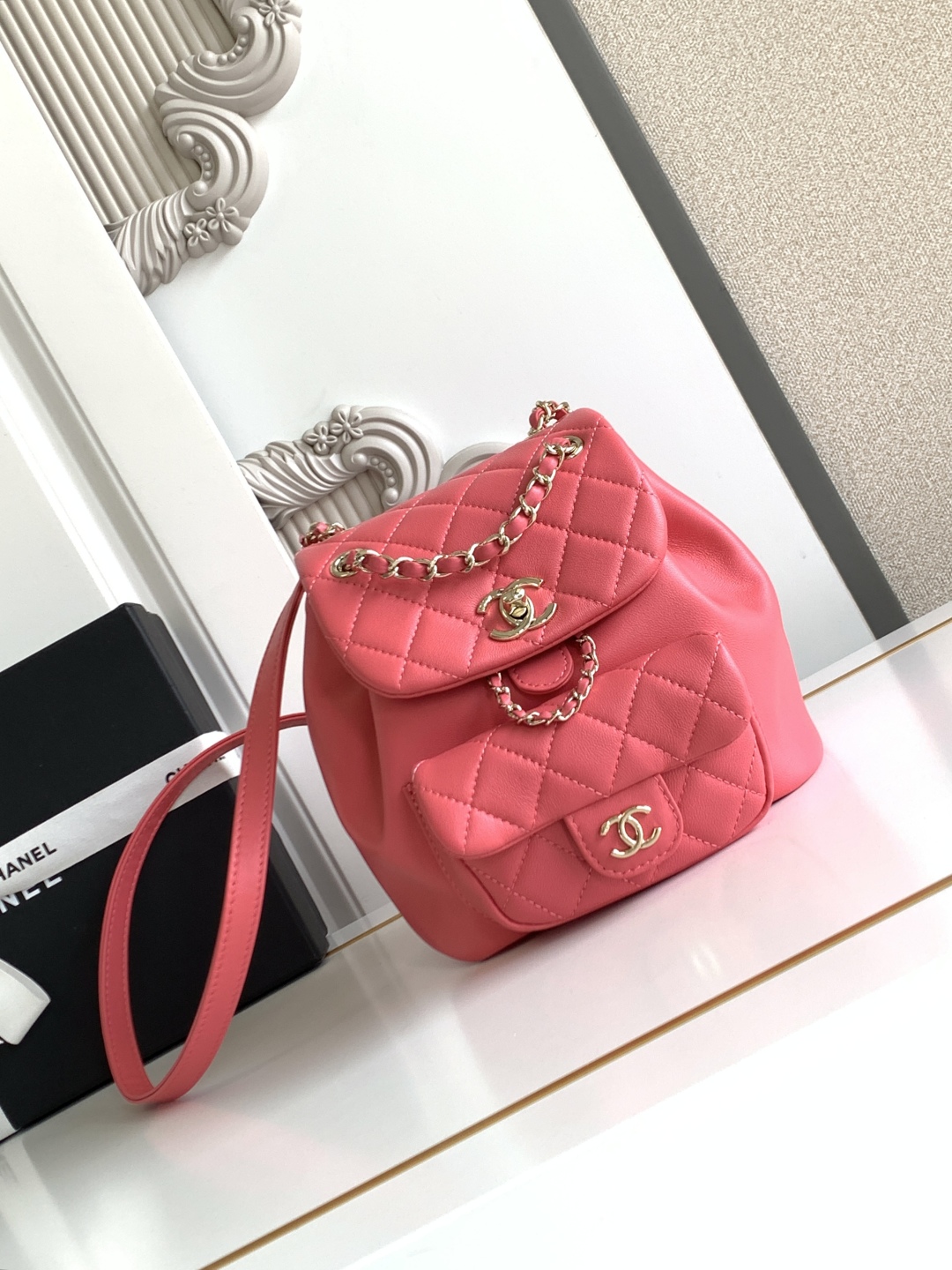 CHANEL Lambskin Quilted Small Duma Drawstring