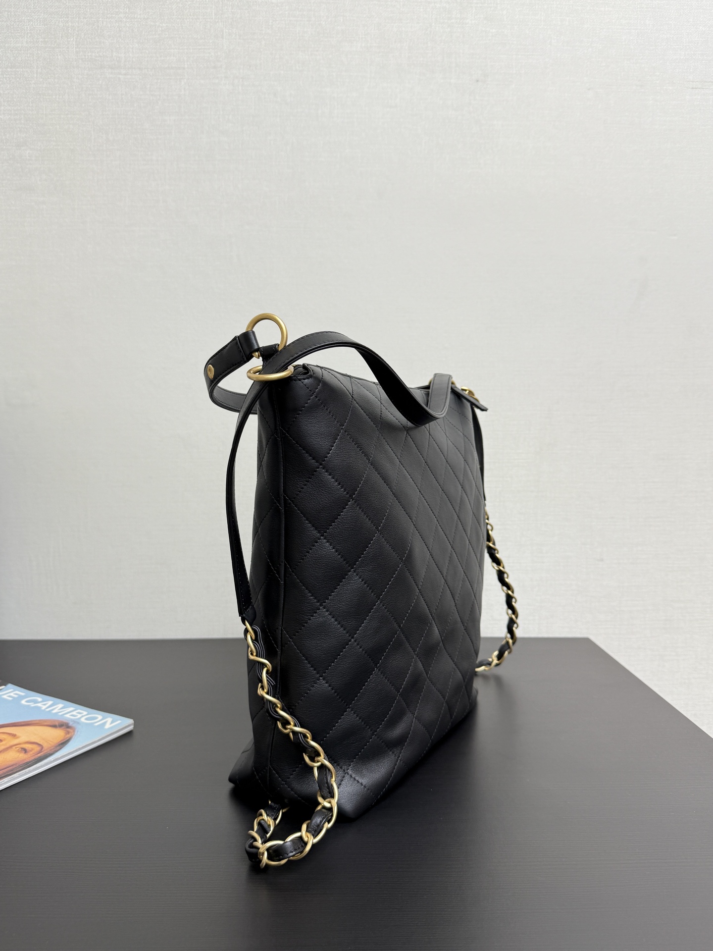 Chanel Large backpack, Calfskin & gold-tone metal, black
