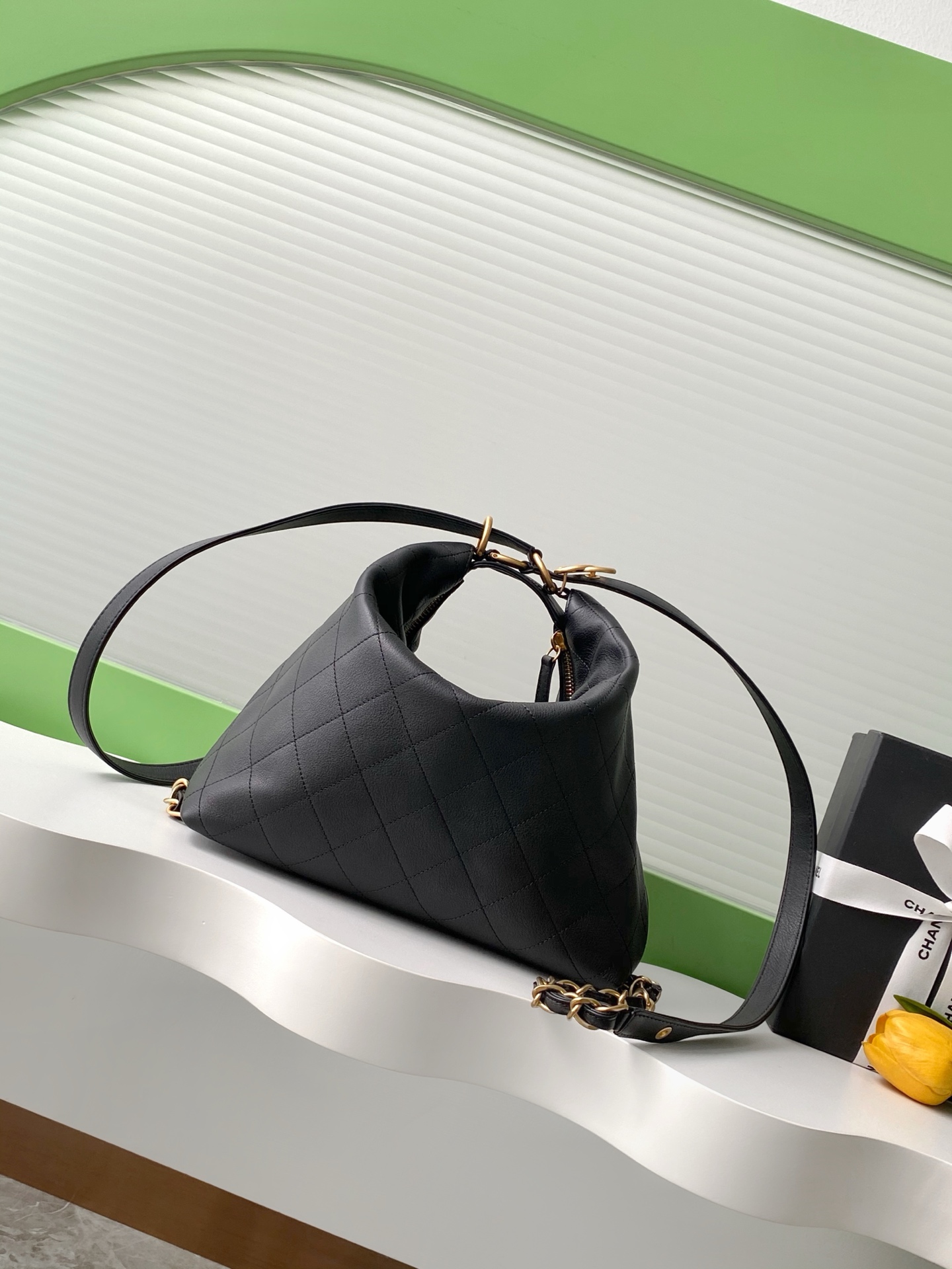 Chanel Large backpack, Calfskin & gold-tone metal, black