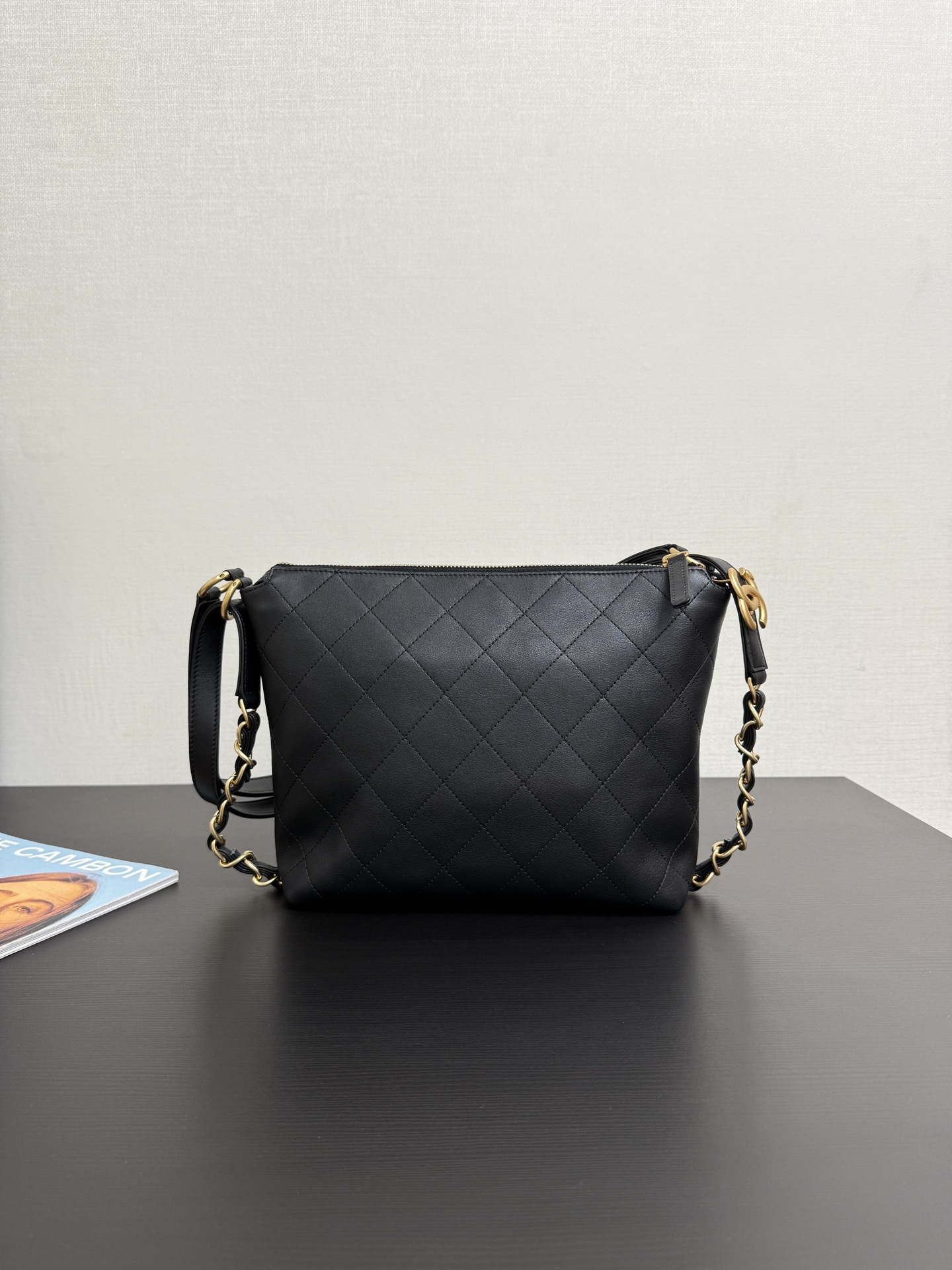 CHANEL Large backpack, Calfskin & gold-tone metal, black