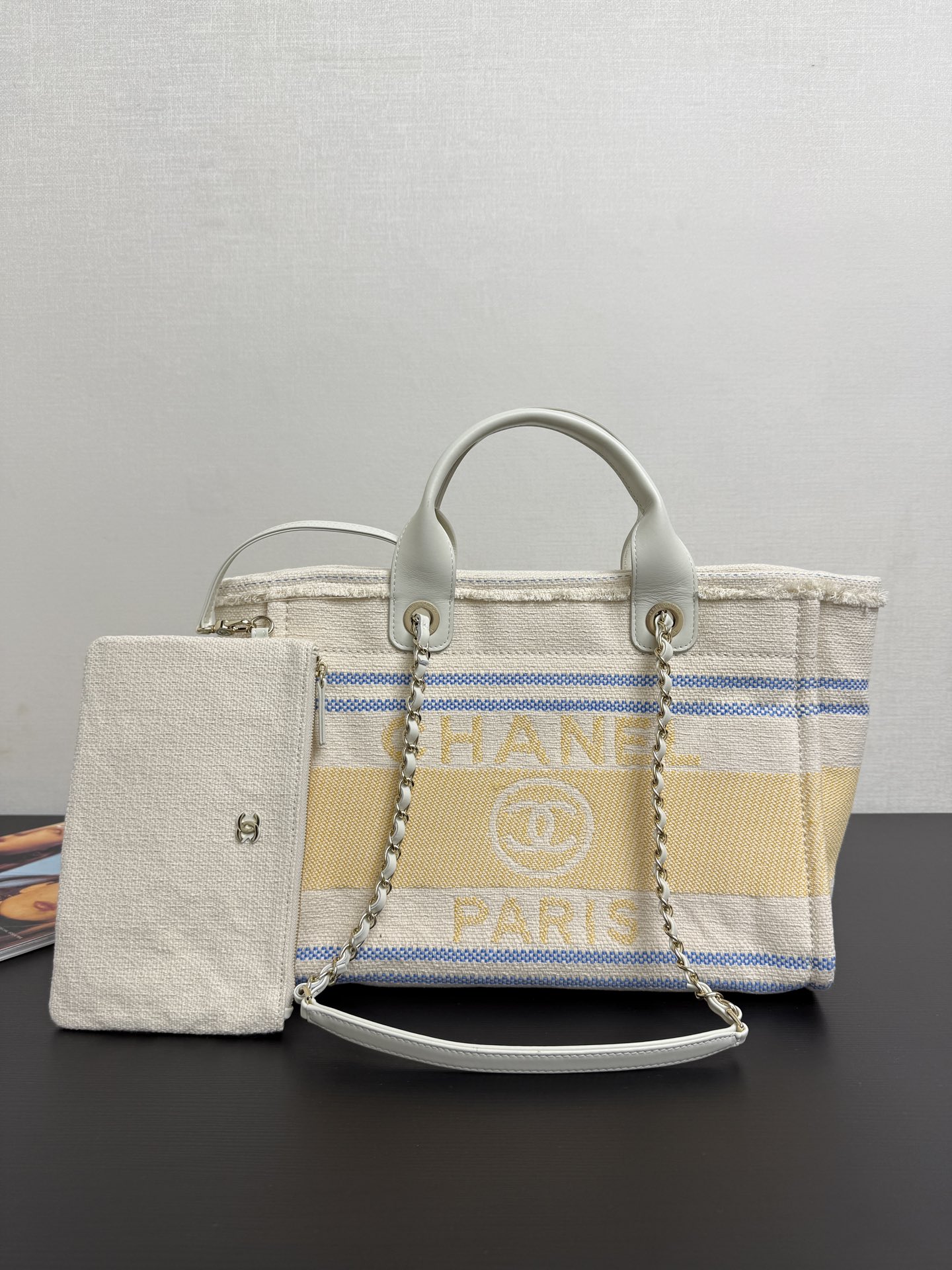 Chanel Large Deauville Tote Bag Sand For Women 35cm/14in