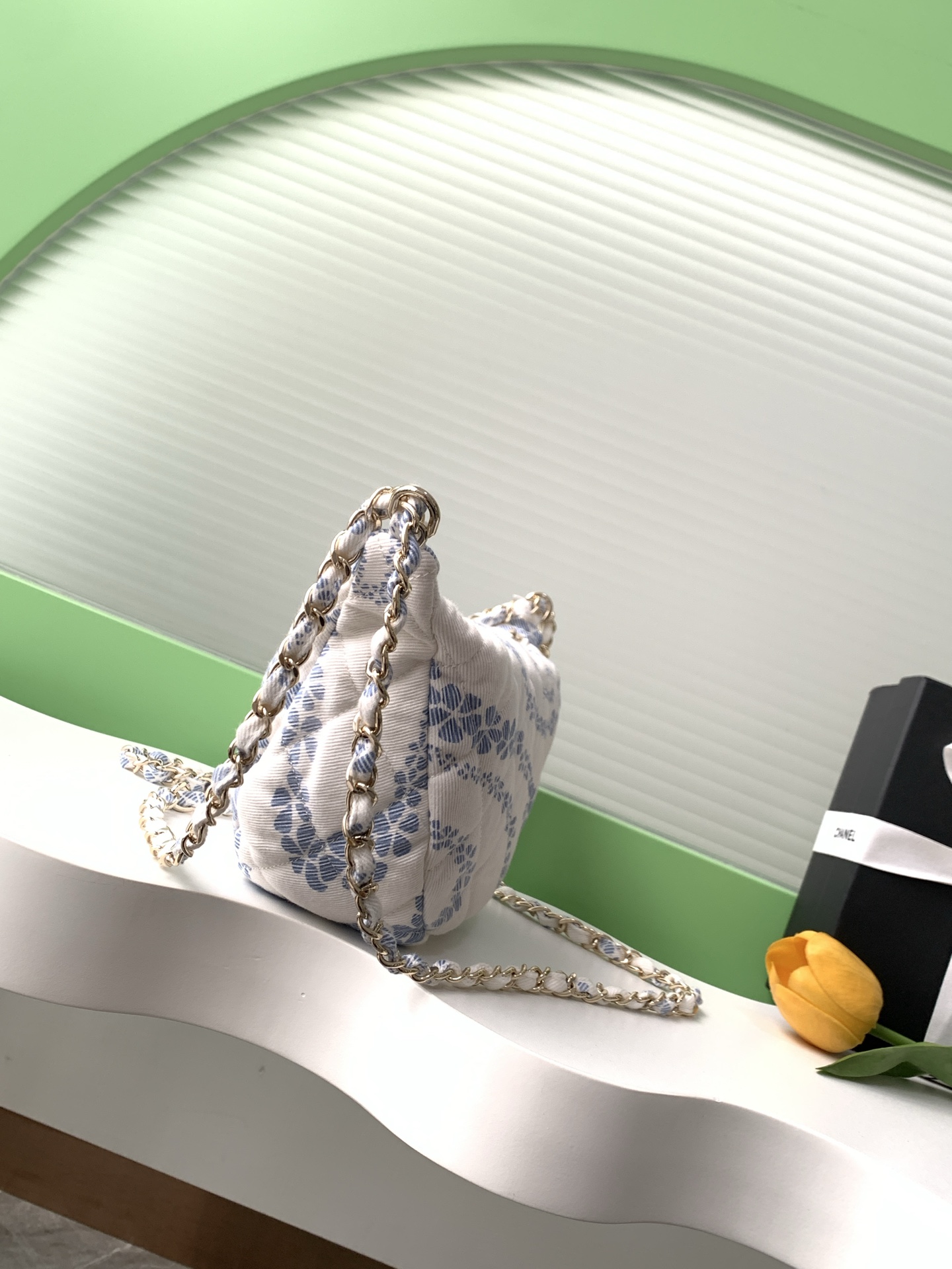 Chanel Large Hobo Bag White & Blue - CHANEL