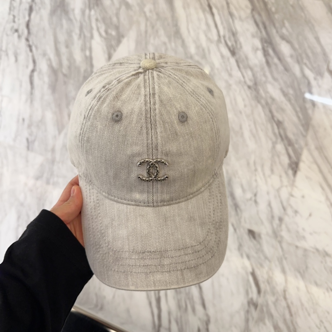 Chanel Light Gray Corduroy Cap