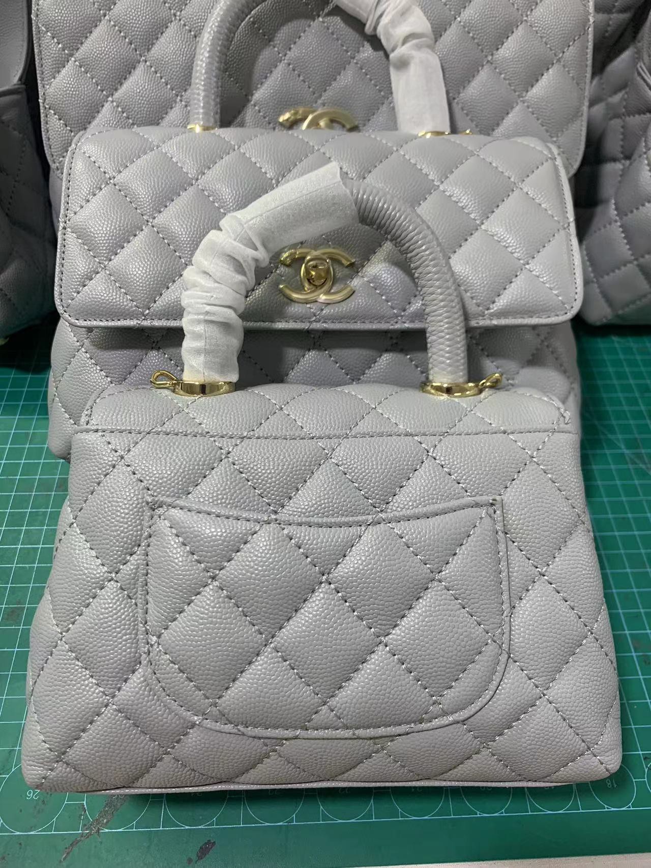 Chanel Matelasse 2Way Crossbody Shoulder Bag Grey