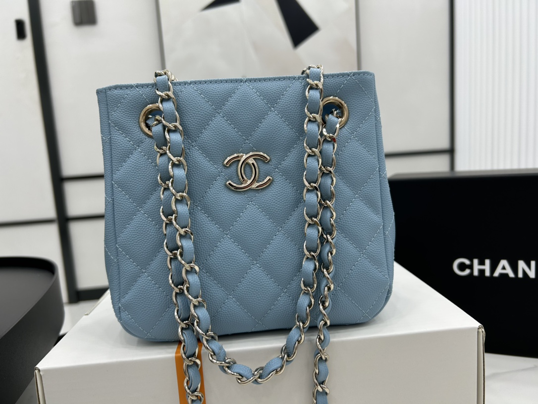 CHANEL MATELASSE Mini Bucket Bag Light Blue GP