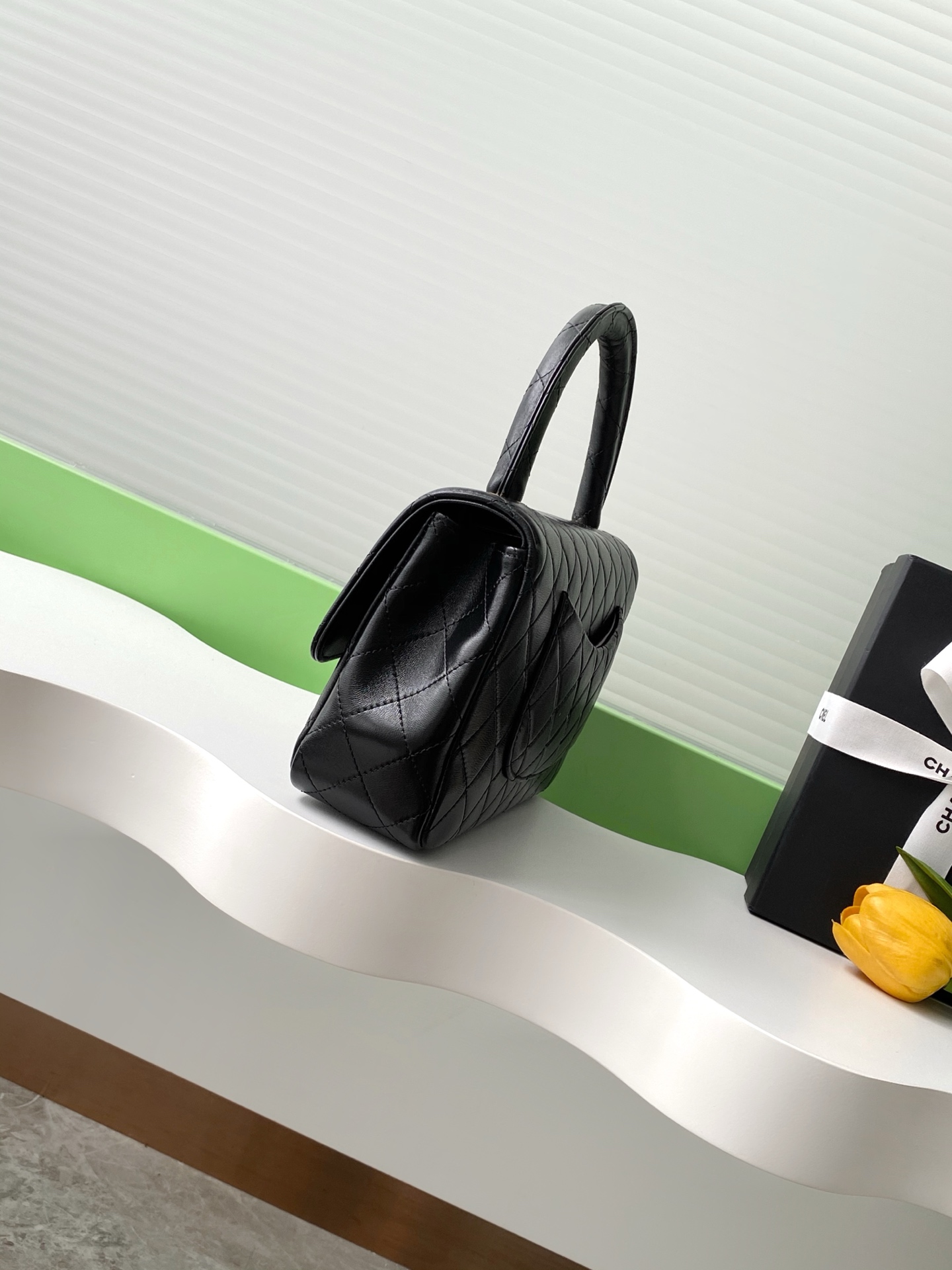 CHANEL Matrasse COCO Mark Handbag lambskin black 97332