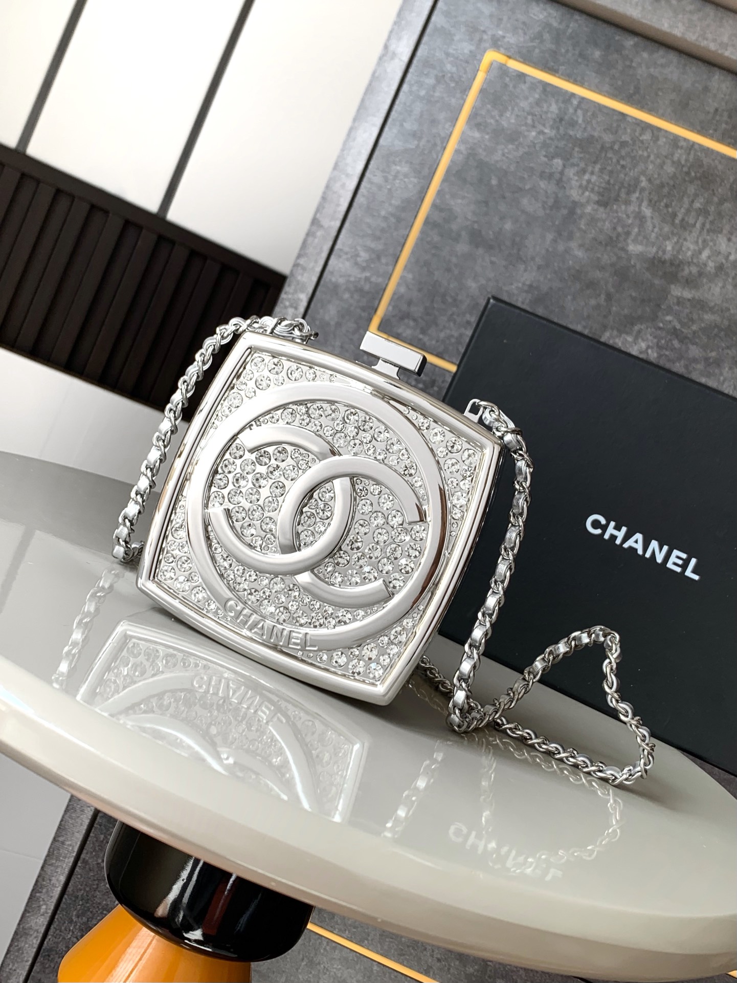 Chanel Micro Metallic Long Shoulder Bag in Silver