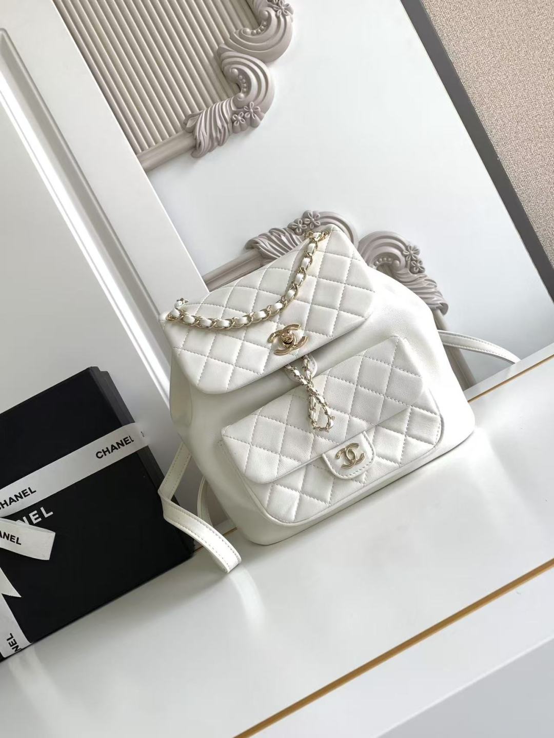 Chanel Mini Duma Backpack - White Backpacks, Handbags