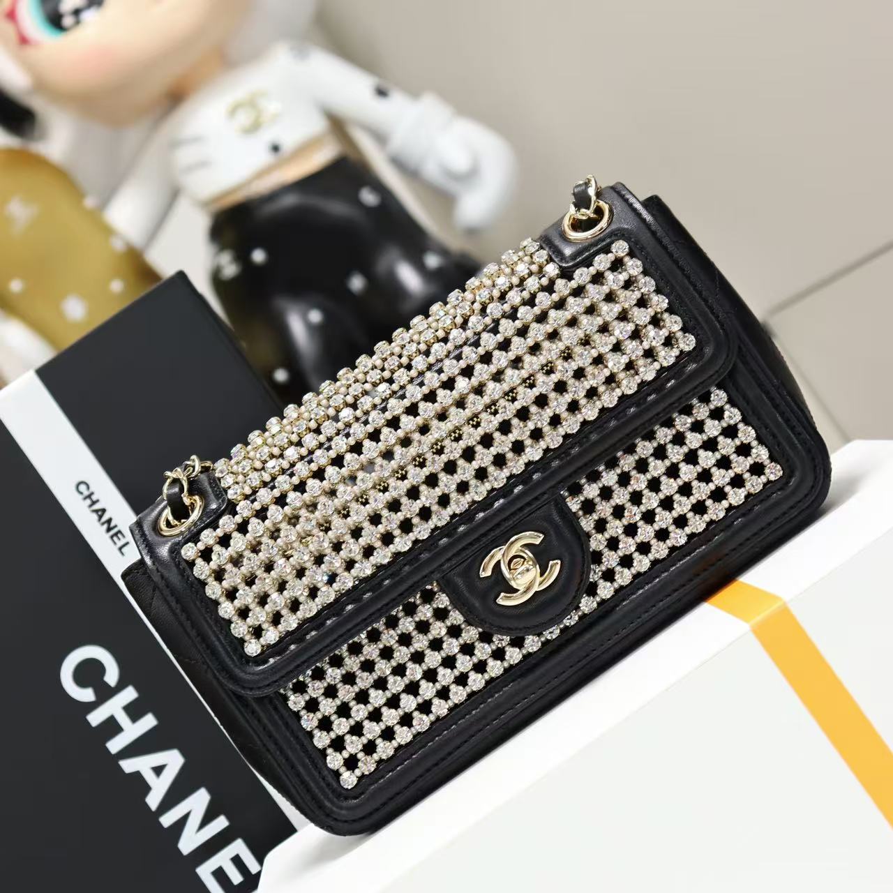 Chanel Crystal Flap Bag black