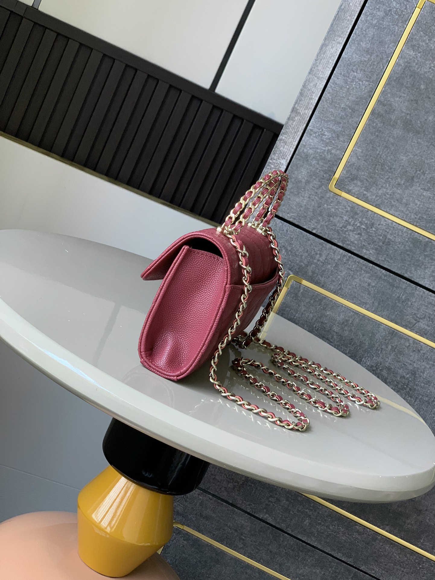 Chanel Mini Flap Bag with Top Handle pink red