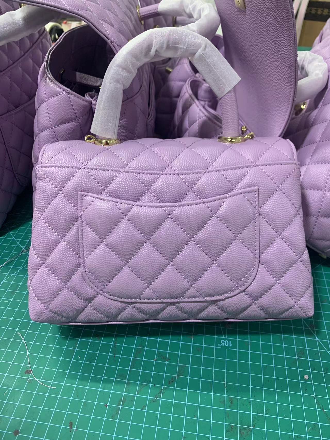 Chanel Mini Purple Caviar Coco Handle Flap Bag