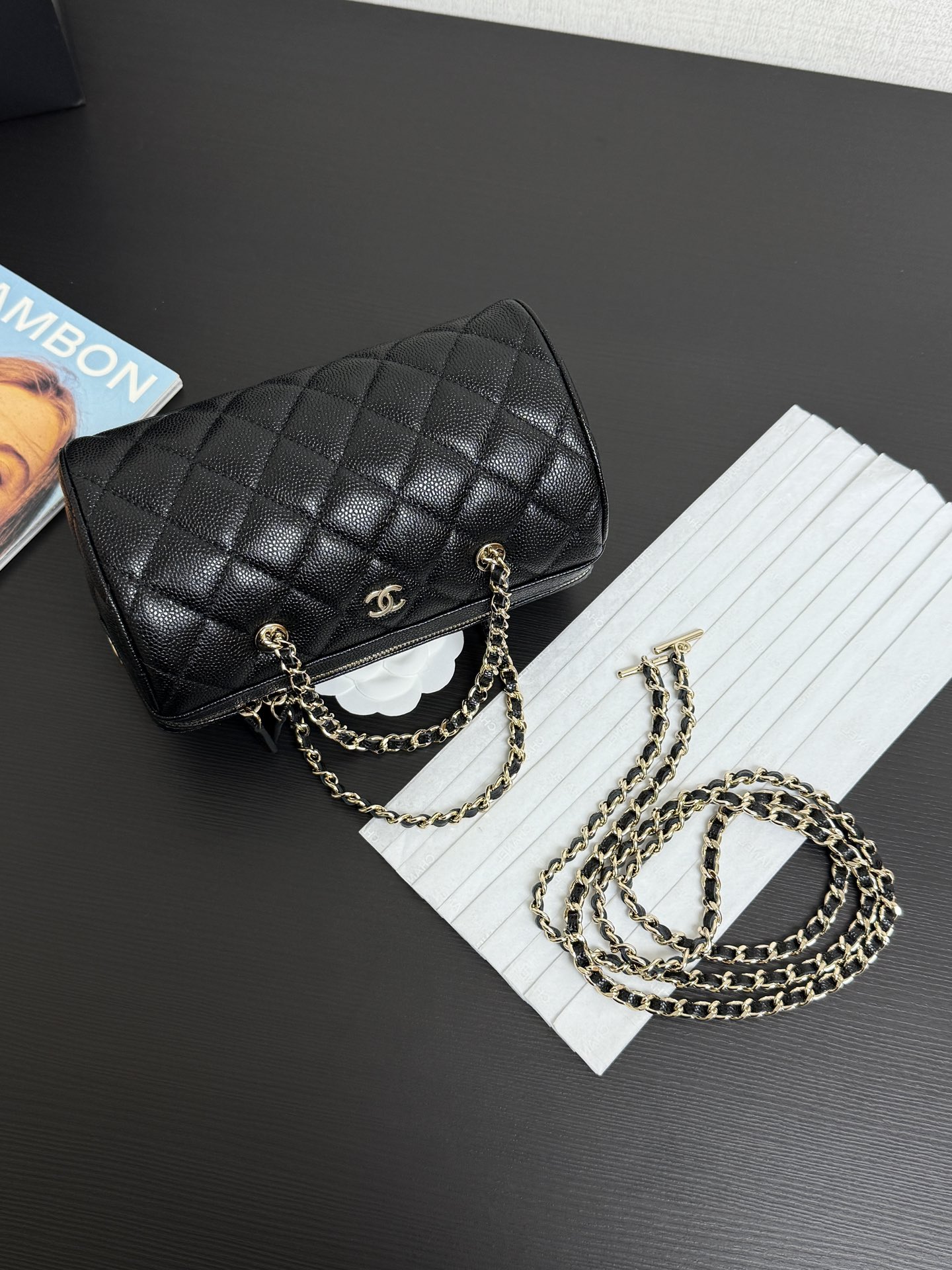 Chanel Mini Timeless Classic Barrel Bag with Chain Black