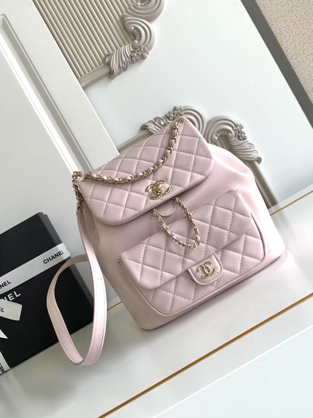 Chanel Pink Quilted Calfskin Small Duma Backpack Pale Gold Hardware