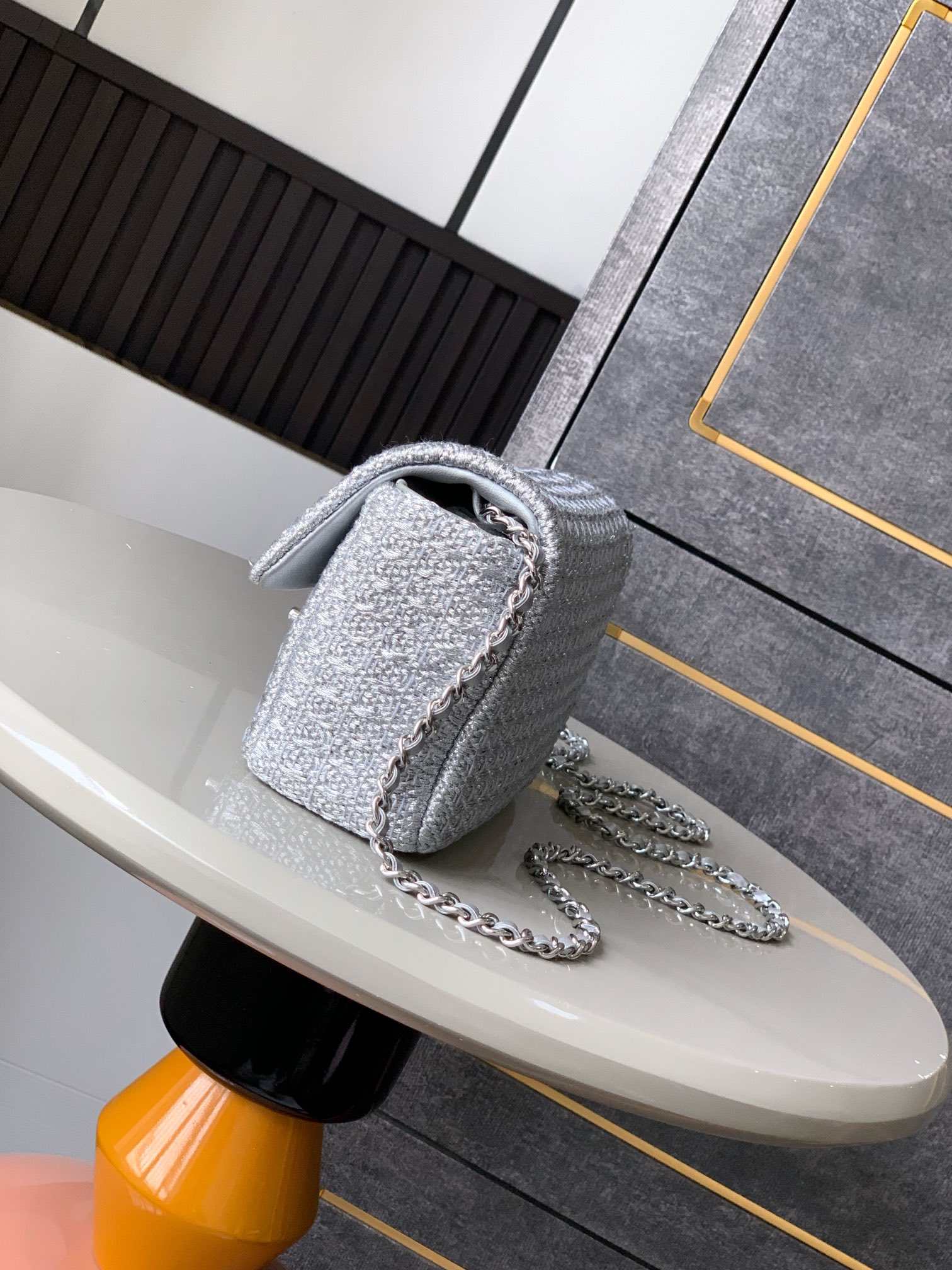 CHANEL Pool Toe Glitter Chain Shoulder Bag A91984 Women