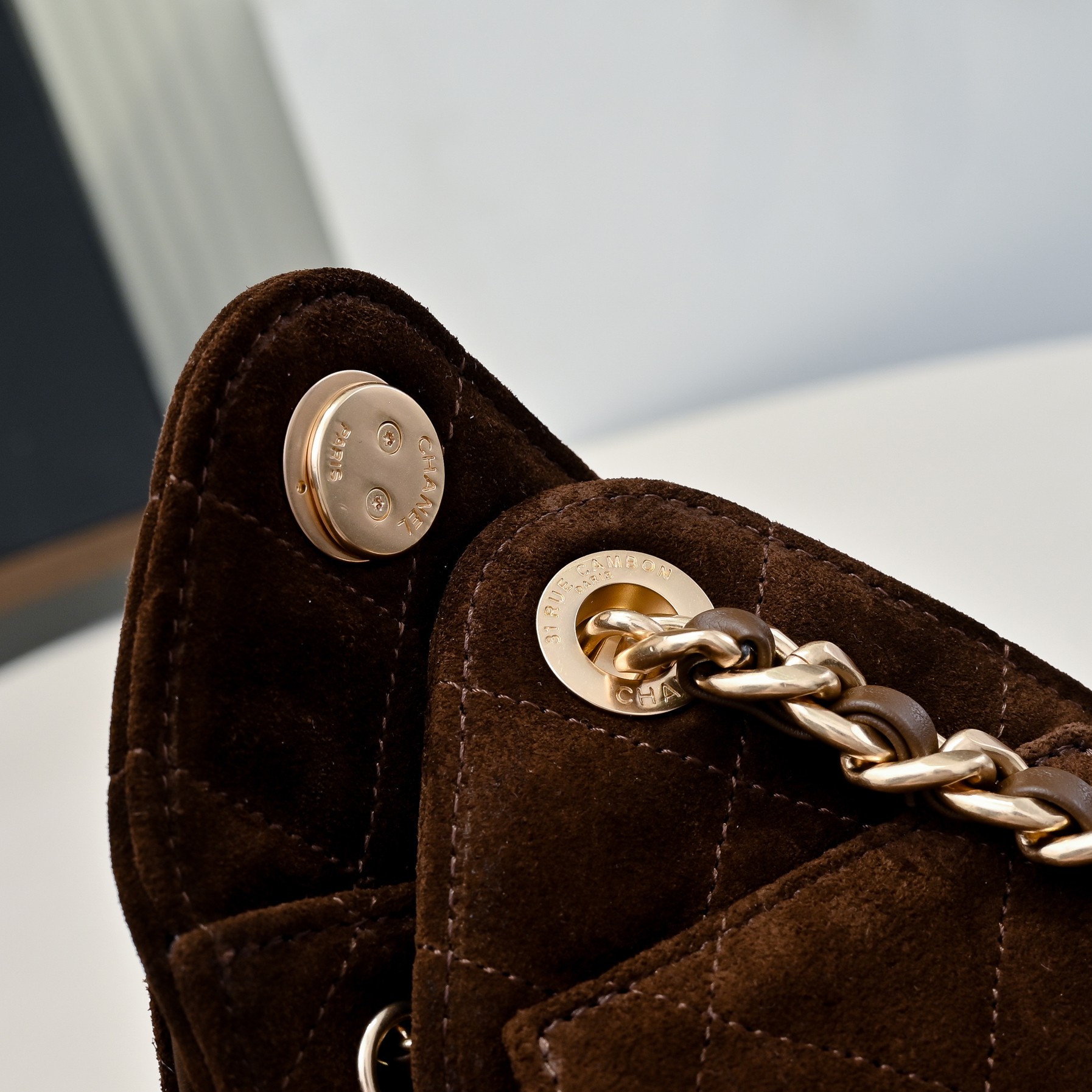 CHANEL Pre-Loved Brown Suede Bucket Bag, Brown