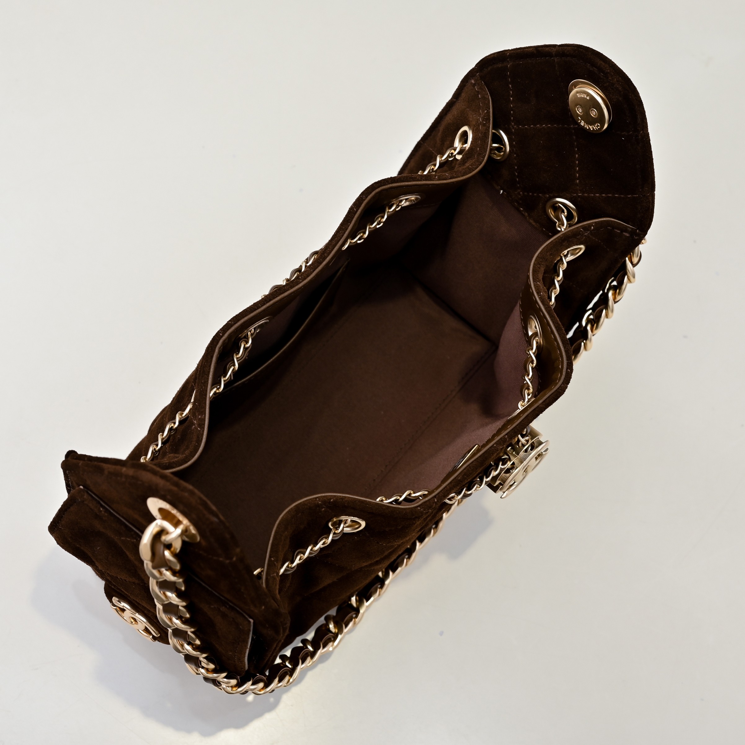 CHANEL Pre-Loved Brown Suede Bucket Bag, Brown