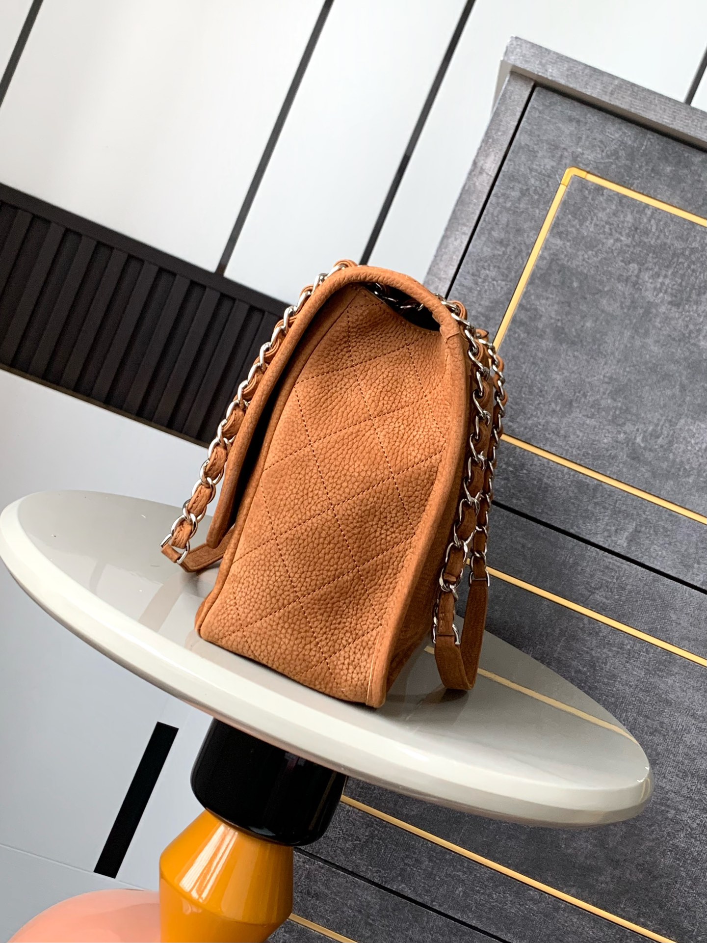 CHANEL Pre-Owned 2011 Large Quilted Nubuck Natural Beauty