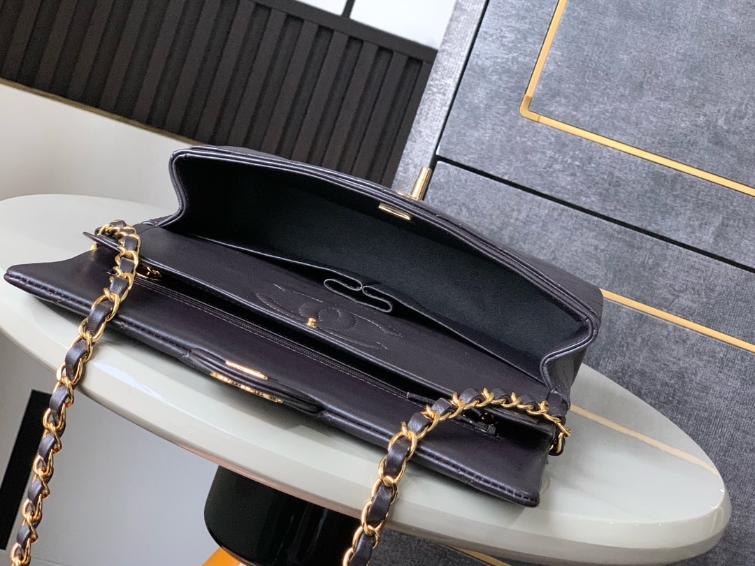 Chanel Pre-Owned Classic Medium Flap Bag Calf Leather Black at CareOfCarl.