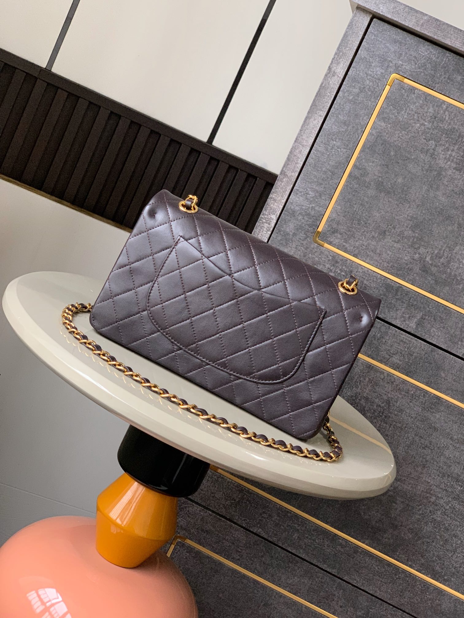 Chanel Pre-Owned Classic Medium Flap Bag Calf Leather Black at CareOfCarl.