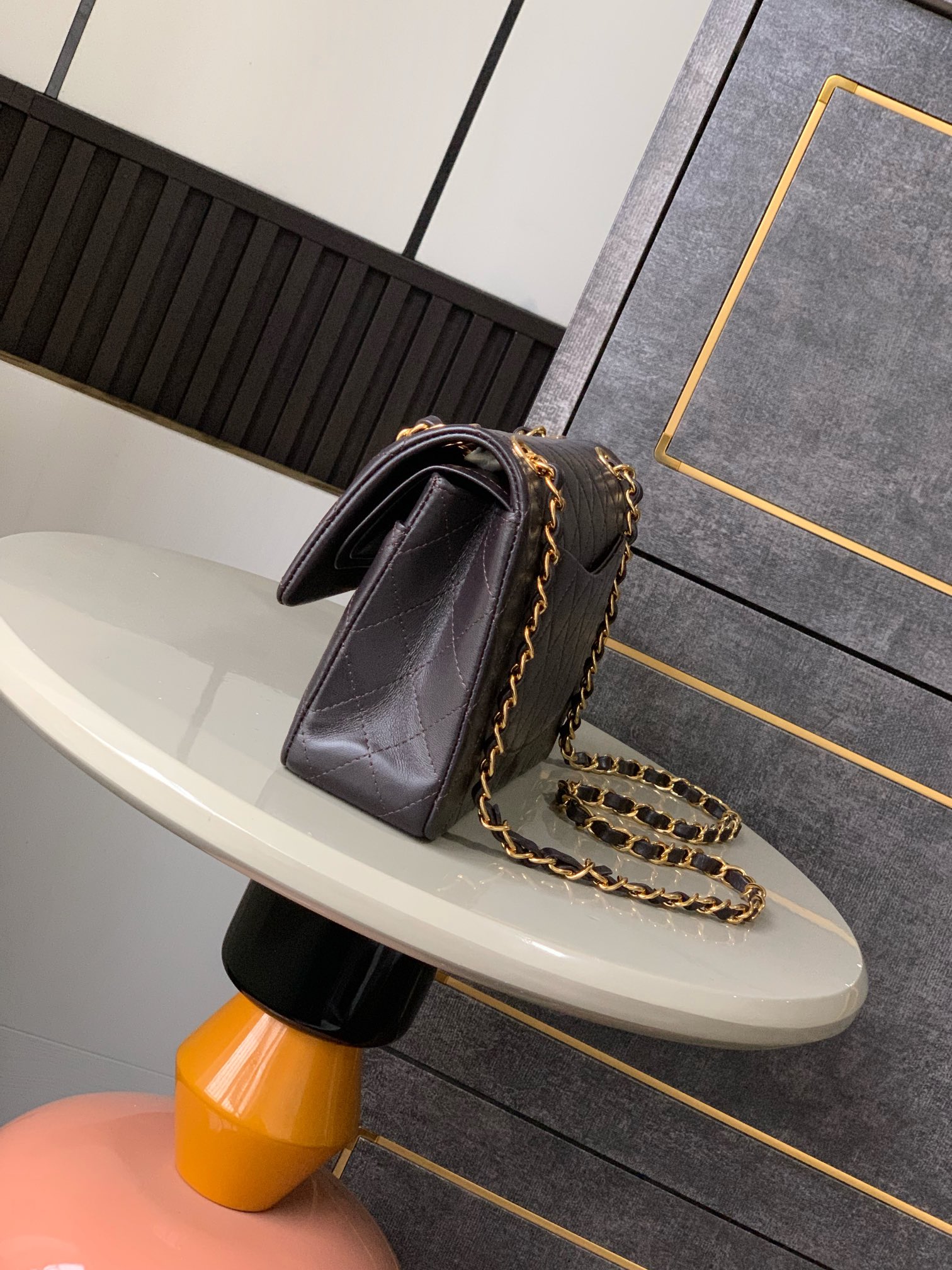 Chanel Pre-Owned Classic Medium Flap Bag Calf Leather Black at CareOfCarl.