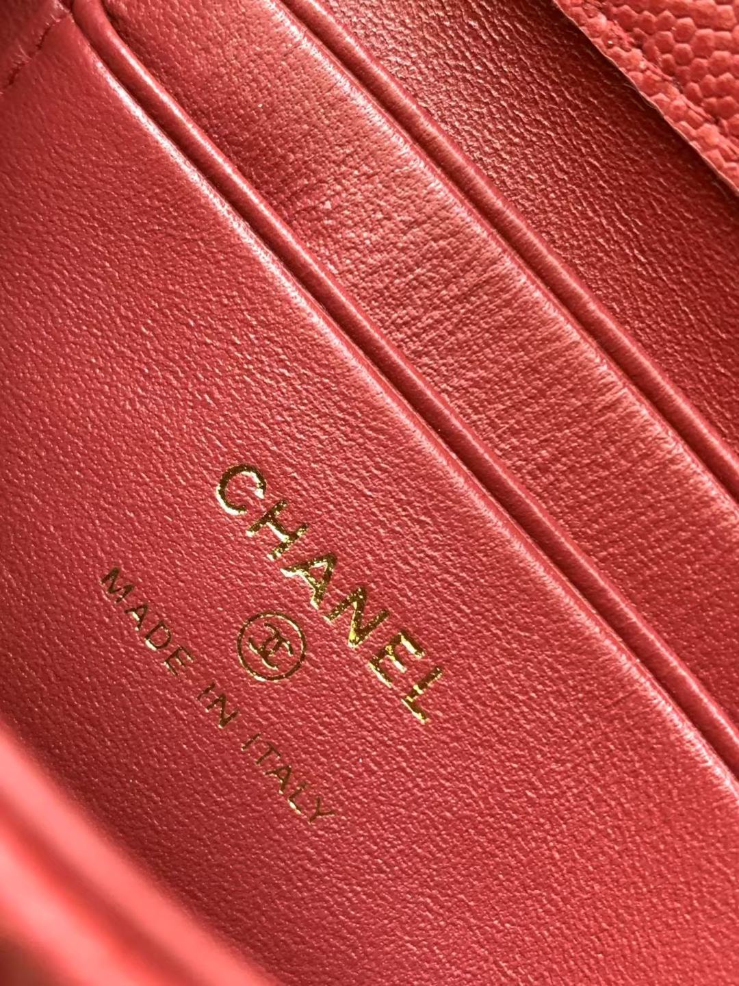 Chanel Red Quilted Caviar Mini Coco Top Handle Flap Bag Gold