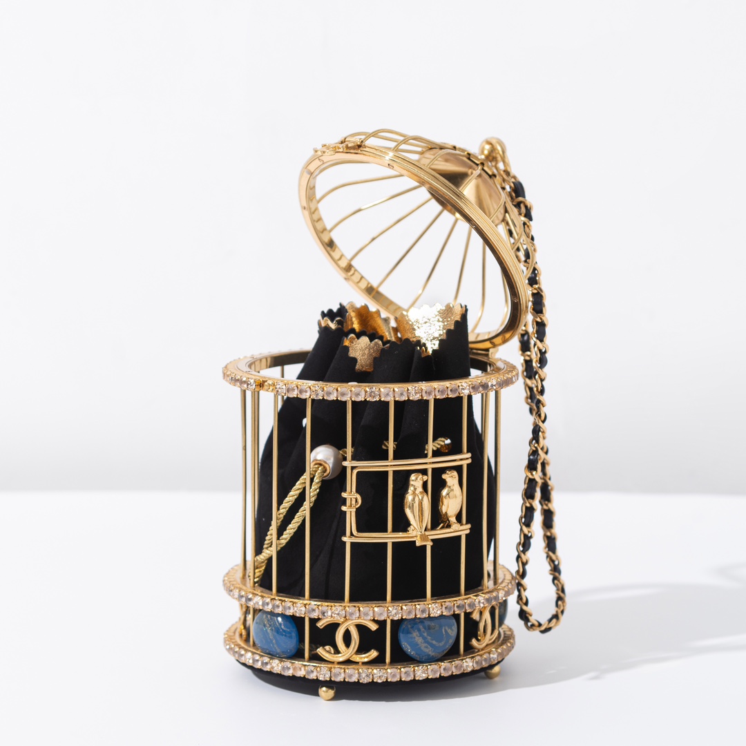 CHANEL RUNWAY GOLD CRYSTAL BIRDCAGE