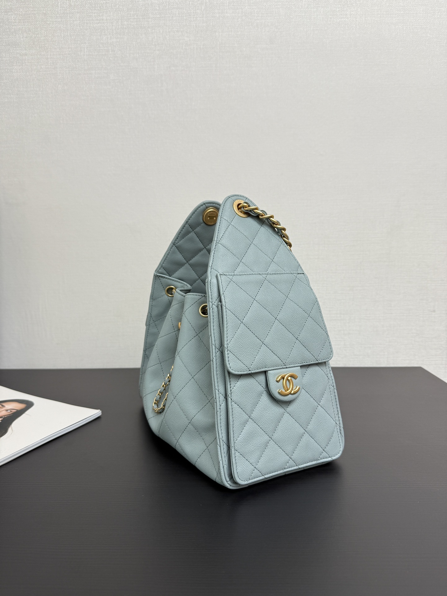 Chanel Small 25 Hobo Bag Green Caviar Antique Gold Hardware