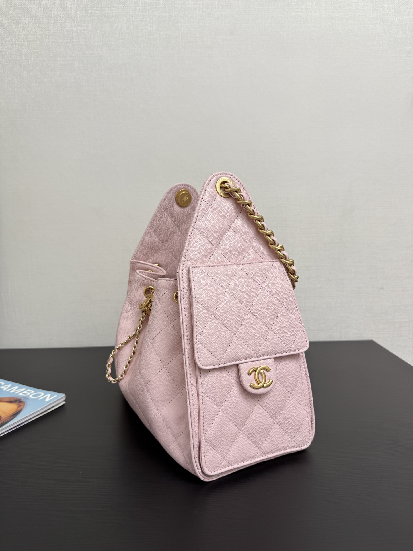 Chanel Small 25 Hobo Bag Light Pink Caviar Antique Gold