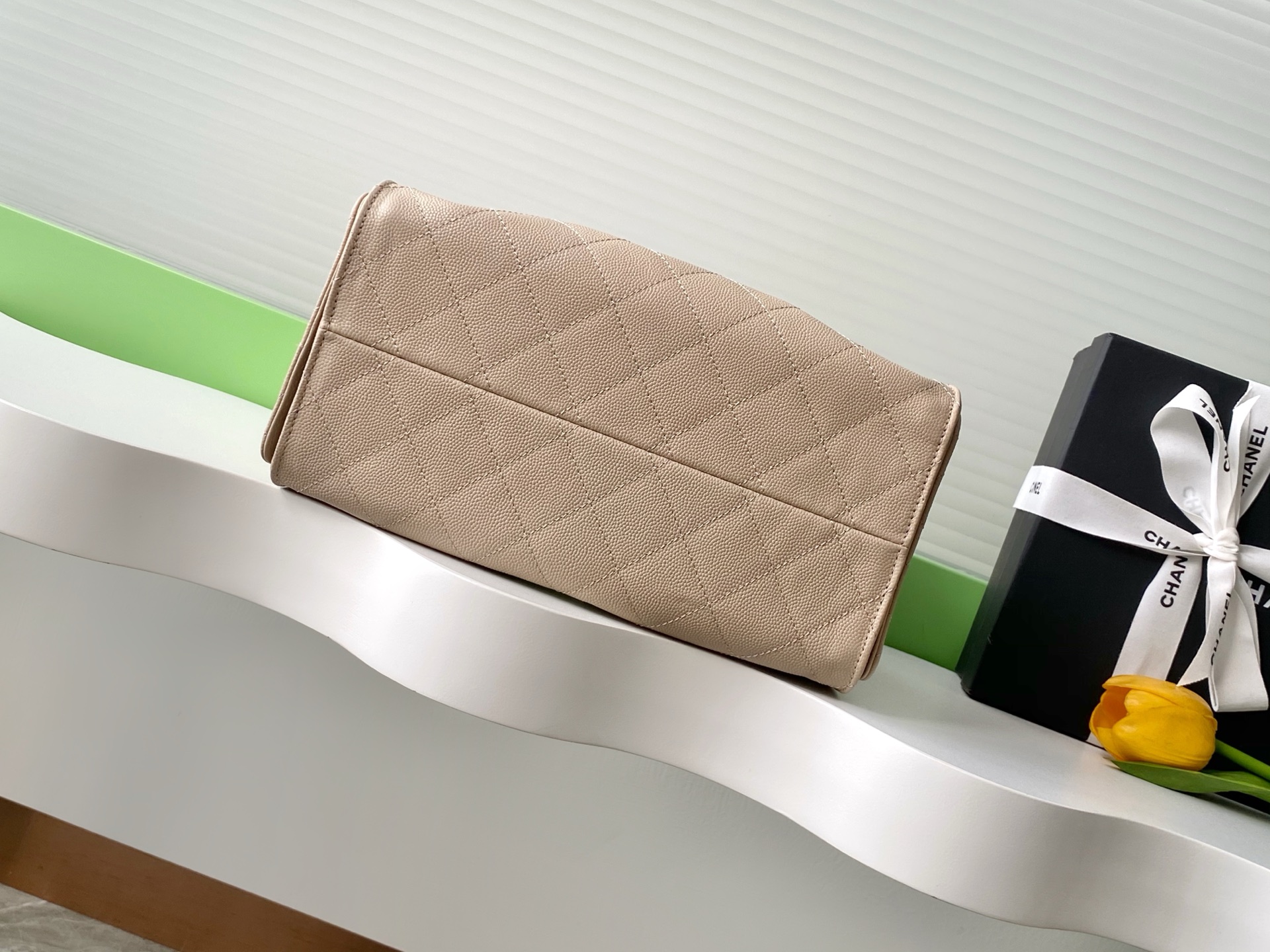 Chanel Small Beige Quilted Calfskin 25 Bag