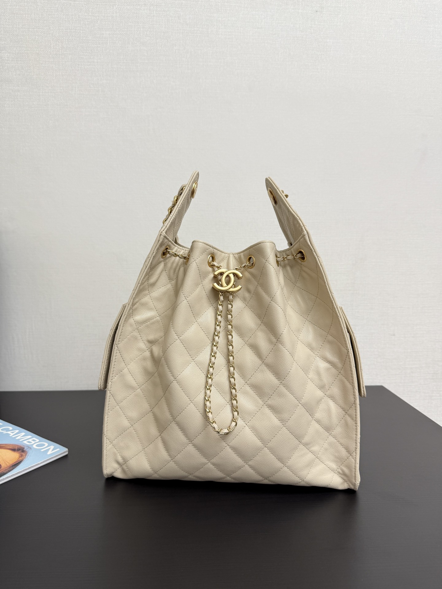 Chanel Small Beige Quilted Calfskin 25 Bag
