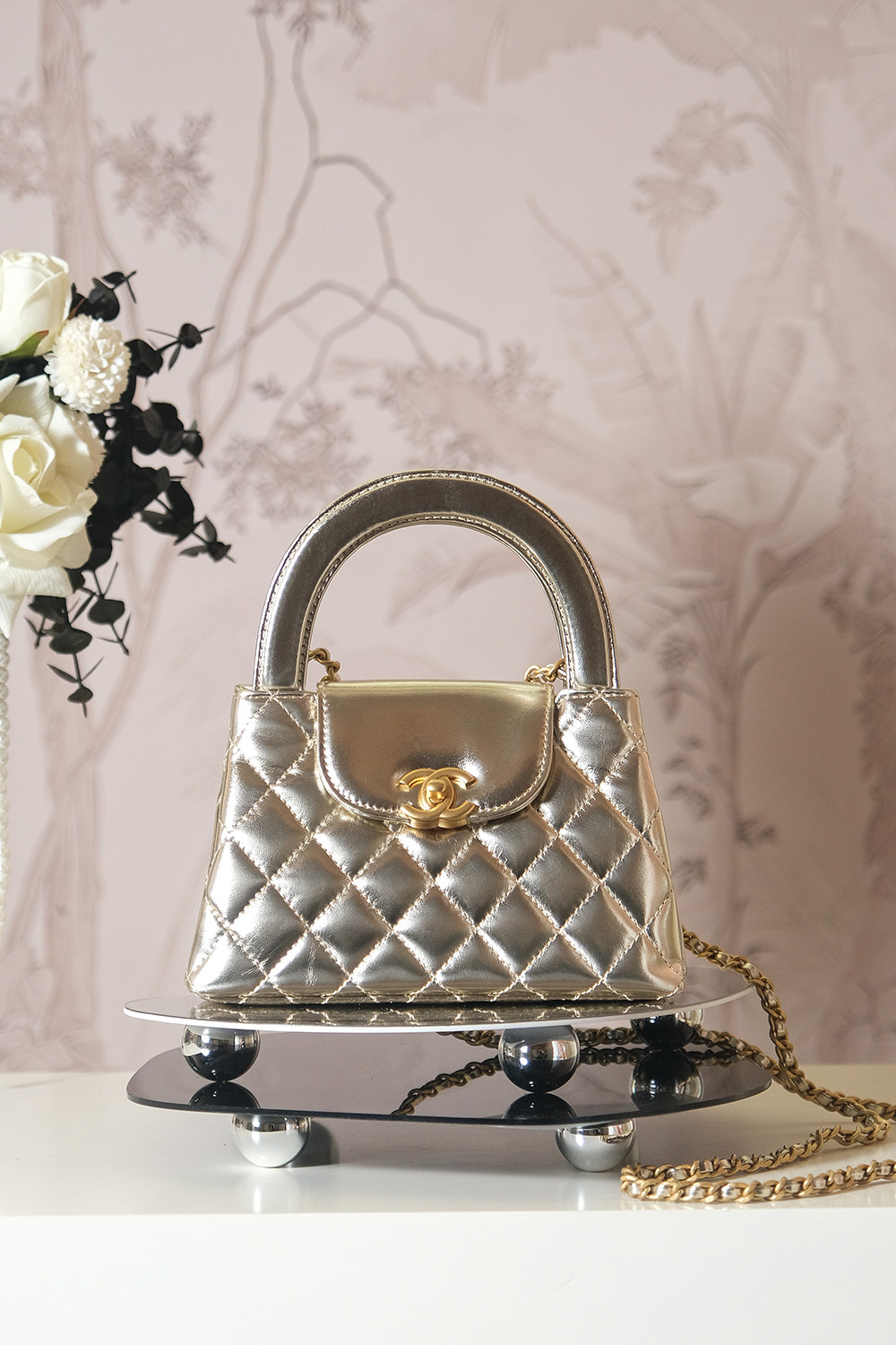 Chanel Small Kelly Shopper Metallic Gold Calfskin Brushed