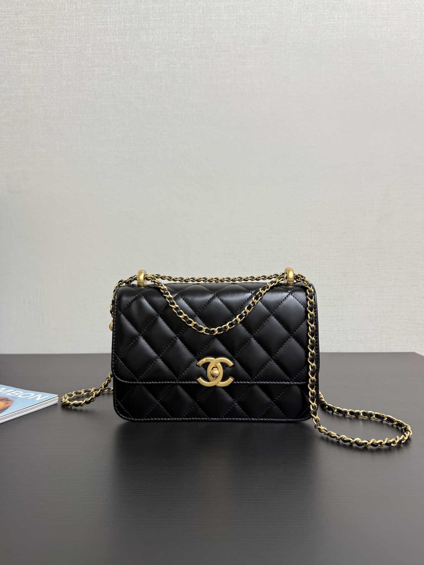 Chanel Small Perfect Fit Flap Bag Black Shiny Calfskin