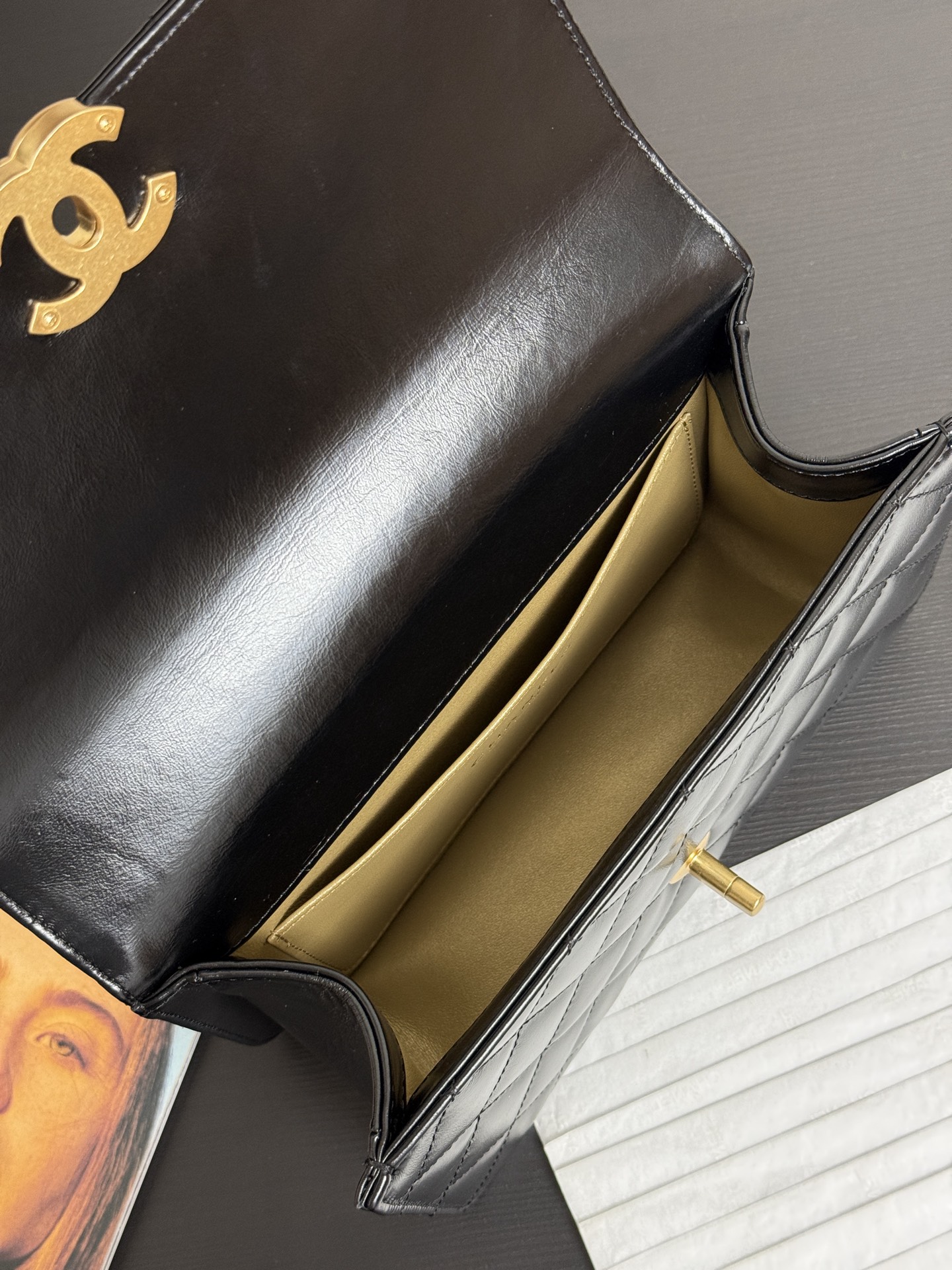 Chanel Small Perfect Fit Flap Bag Black Shiny Calfskin