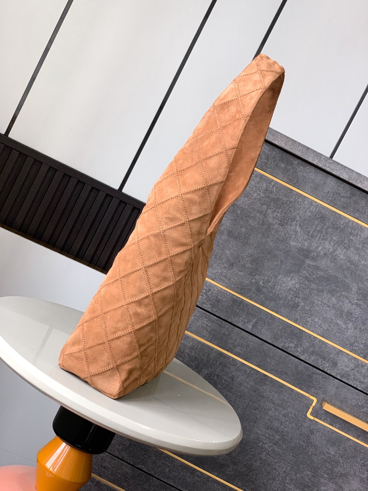 CHANEL Suede Stitched Hobo Beige 734248