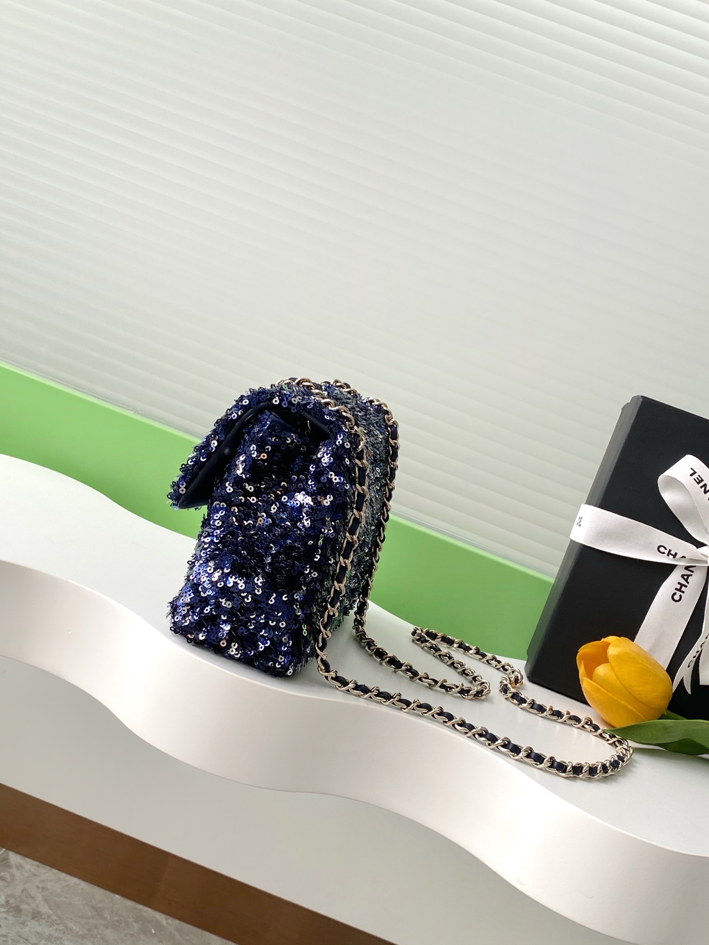 Chanel Timeless Blue Night Micro-Glitter Flap Bag 204641