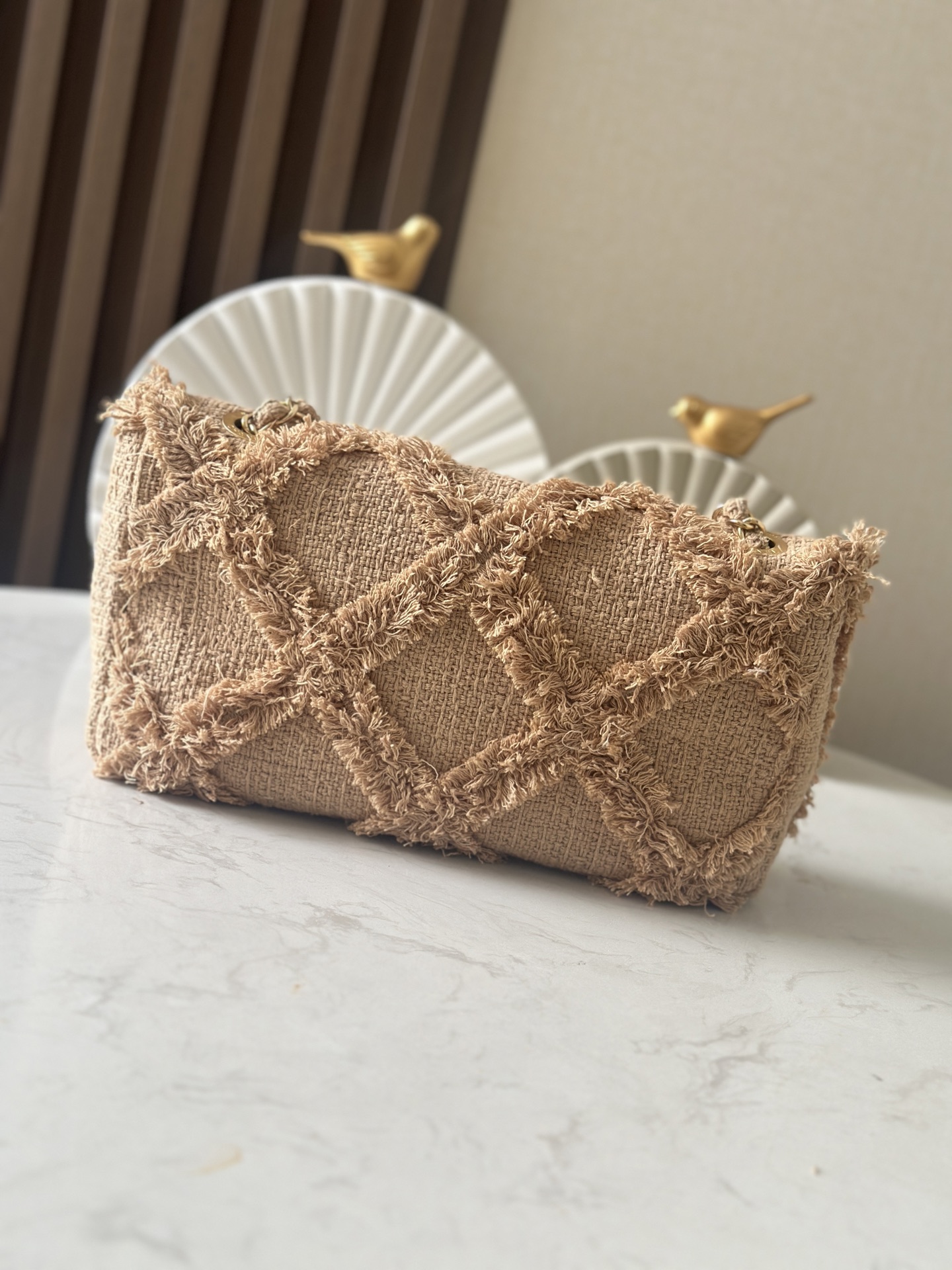 CHANEL Tweed Nature Medium Single Flap Dark Beige 340536