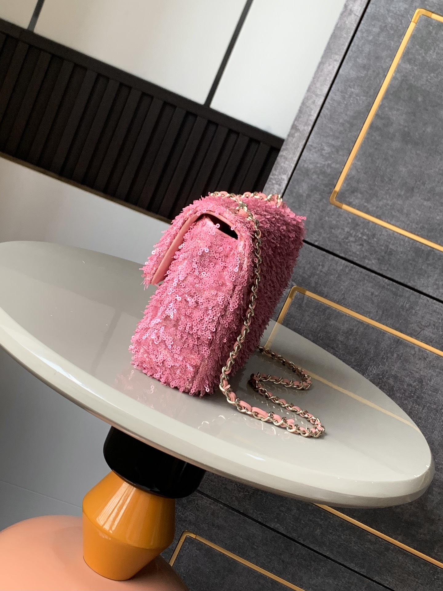 CHANEL Tweed Quilted Flap Chain Waist Bag Pink 1272697