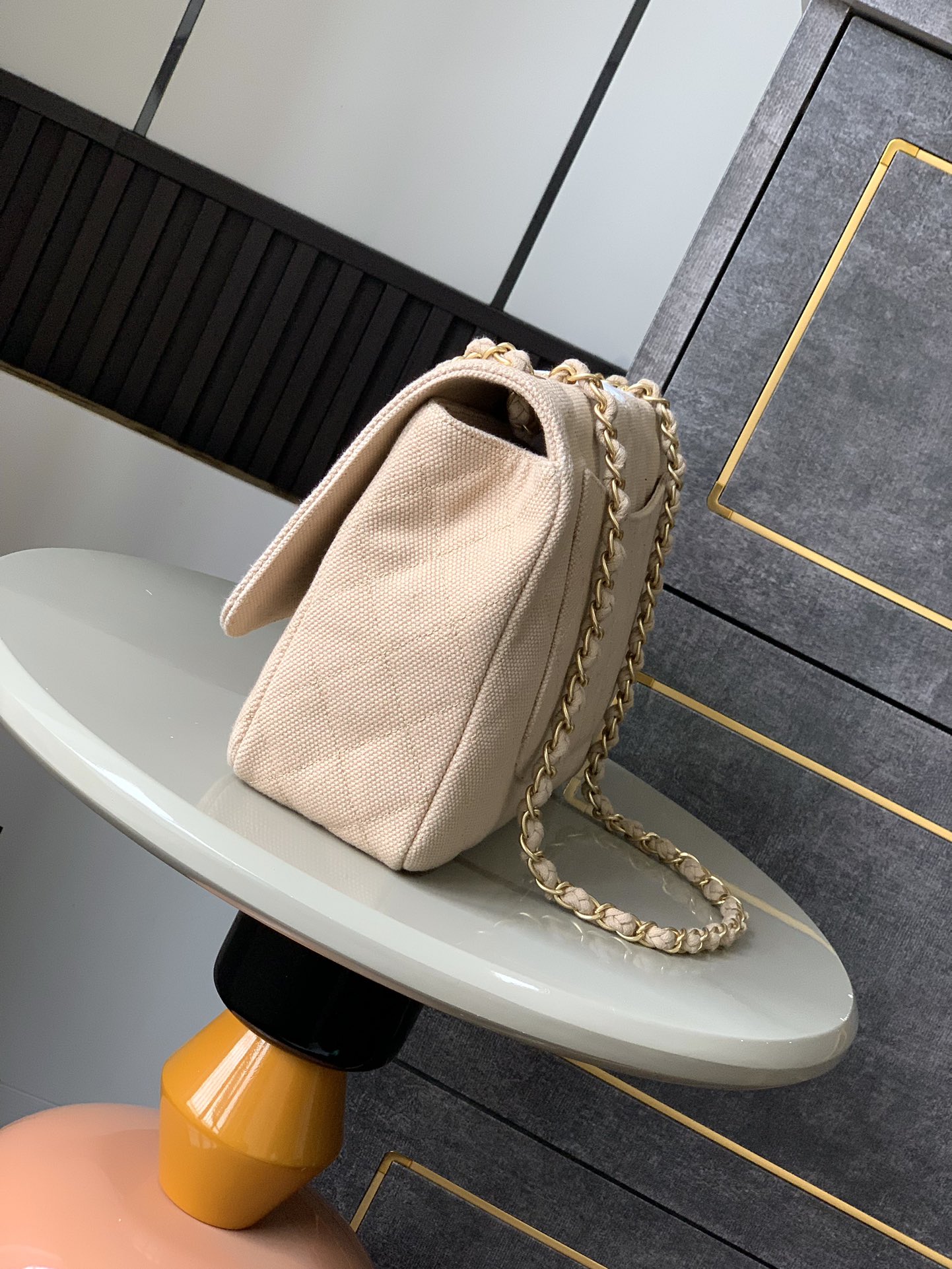 CHANEL Tweed Raffia Coco Country Jumbo Flap 752003