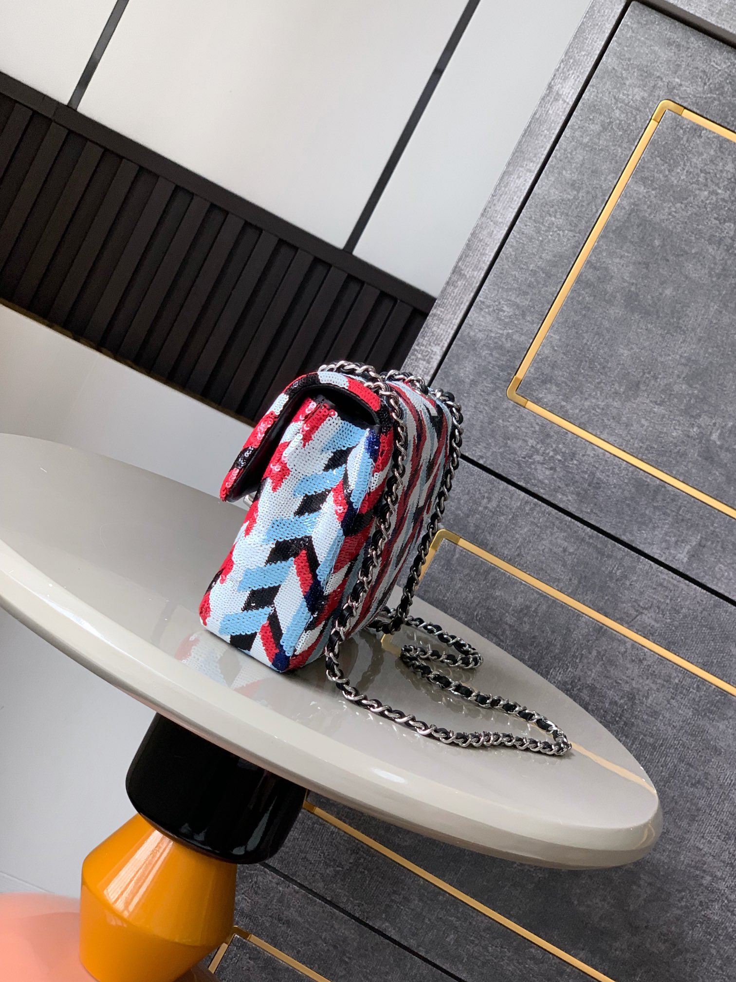 Chanel  Tweed Silicone Embroidered Medium Double Flap Multicolor